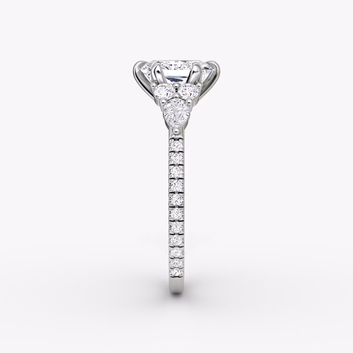 The Pear Cluster Heirloom | Radiant | Platinum | bandAccent: Pavé | diamondOrientation: vertical | caratWeight: other
