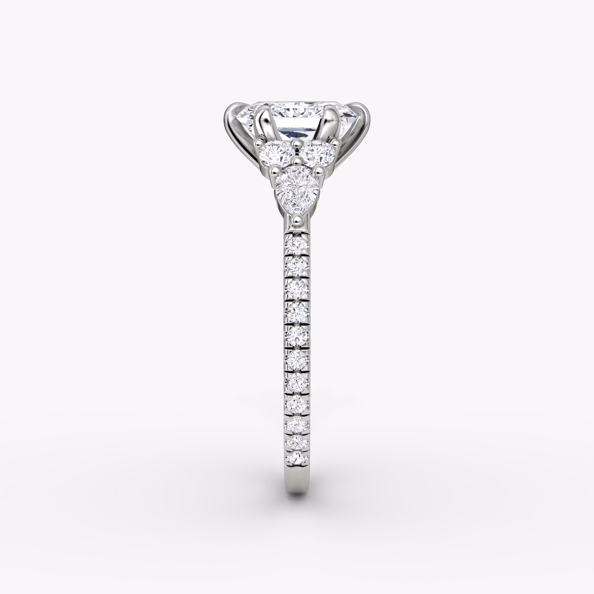 The Pear Cluster Heirloom | Radiant | Platinum | bandAccent: Pavé | diamondOrientation: vertical | caratWeight: other