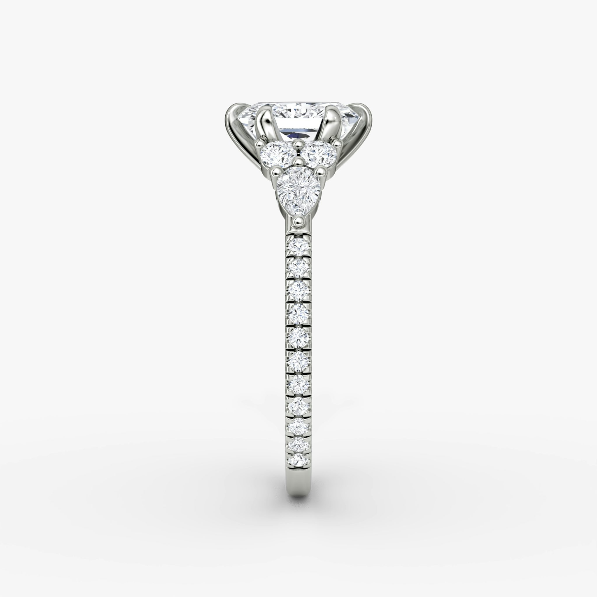 The Pear Cluster Heirloom | Radiant | Platinum | bandAccent: Pavé | diamondOrientation: vertical | caratWeight: other