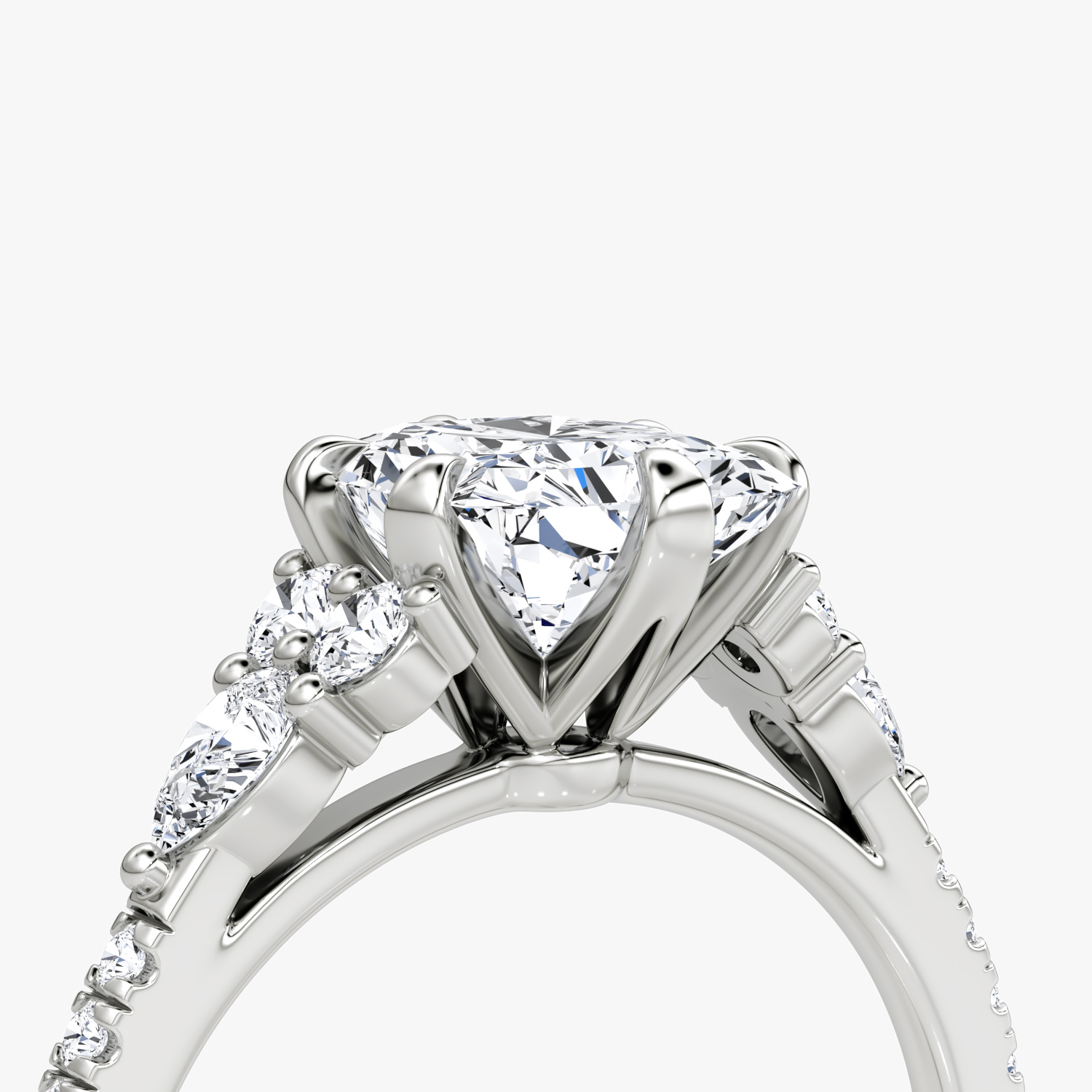 The Pear Cluster Heirloom | Radiant | Platinum | bandAccent: Pavé | diamondOrientation: vertical | caratWeight: other