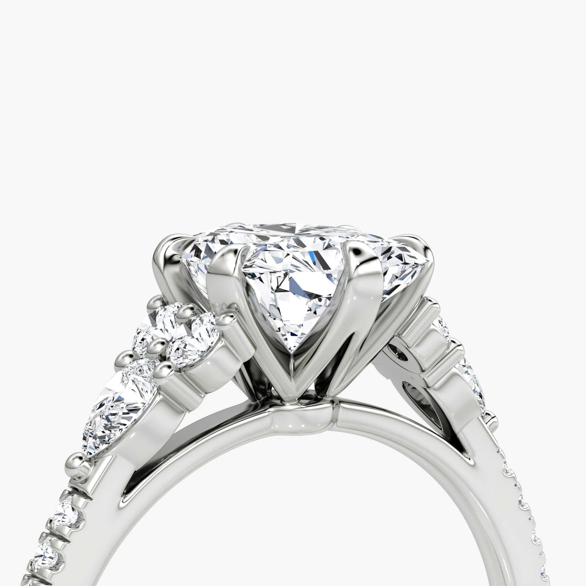 The Pear Cluster Heirloom | Radiant | Platinum | bandAccent: Pavé | diamondOrientation: vertical | caratWeight: other