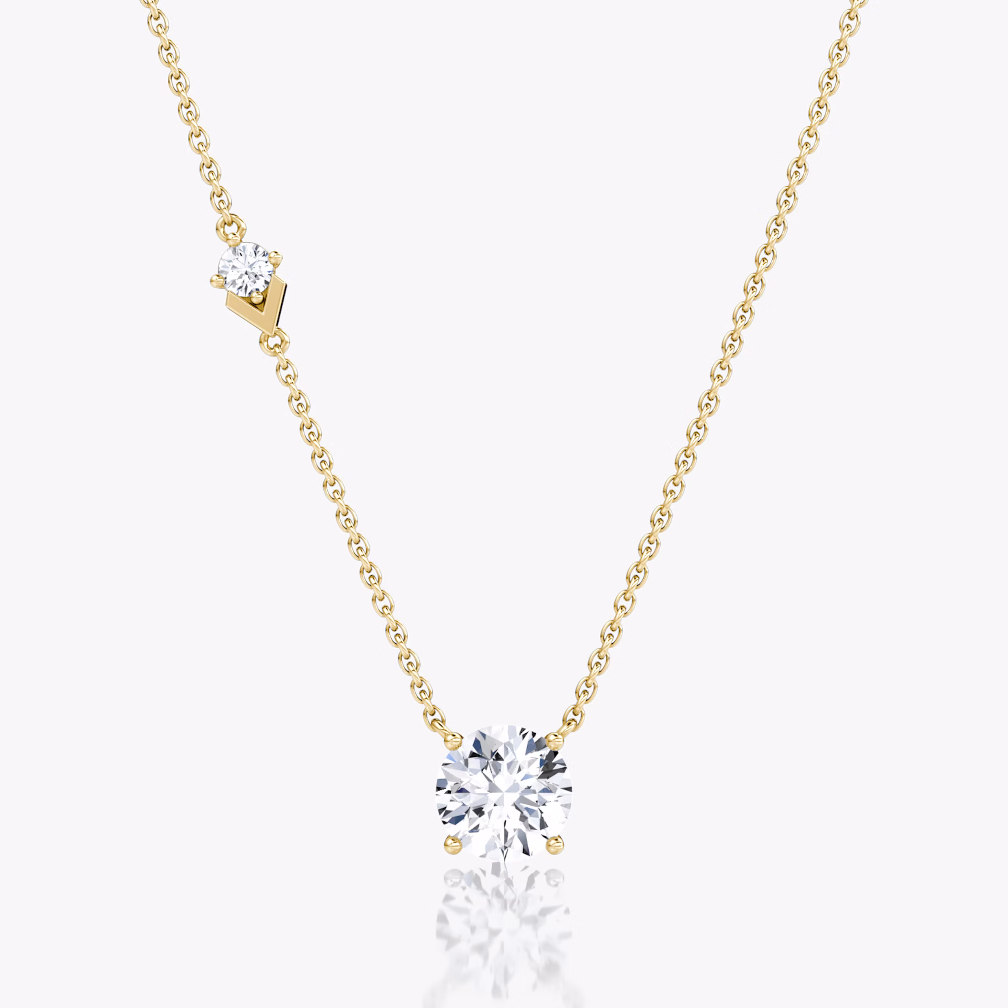 Toi et Moi Echo Necklace | Round Brilliant | 14k | Yellow Gold | caratWeight: 1.6ct | chainLength: 16-18