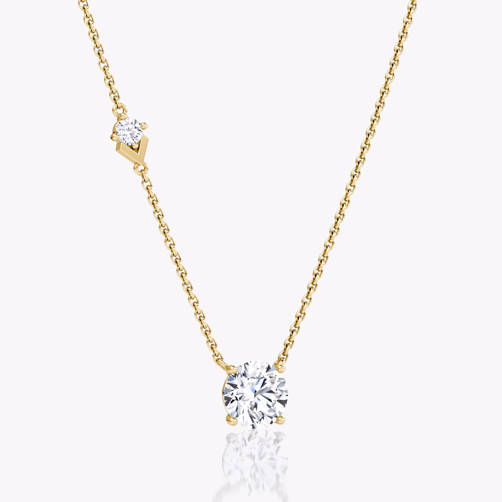Toi et Moi Echo Necklace | Round Brilliant | 14k | Yellow Gold | caratWeight: 1.6ct | chainLength: 16-18