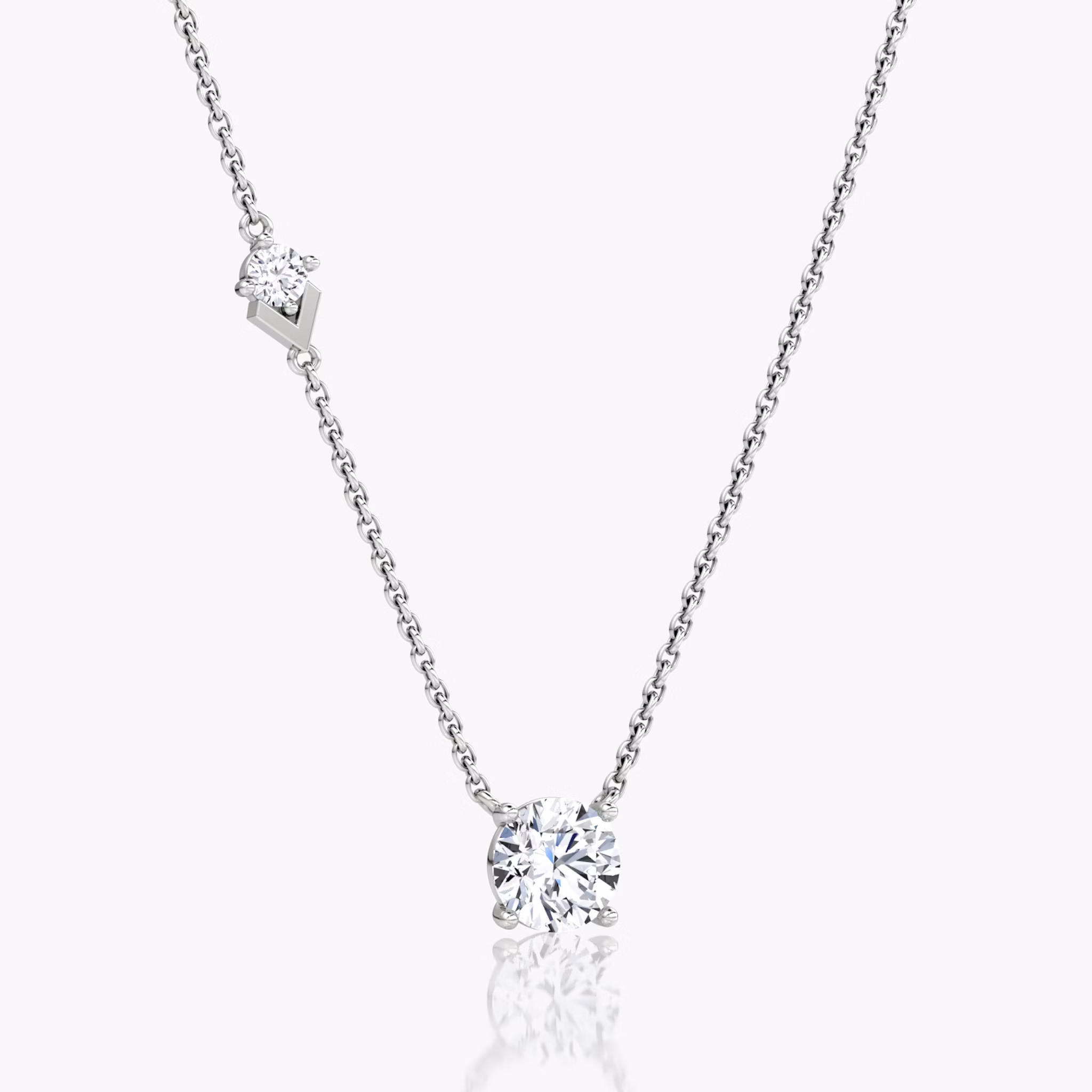 Toi et Moi Echo Necklace | Round Brilliant | 14k | White Gold | caratWeight: 1.1ct | chainLength: 16-18