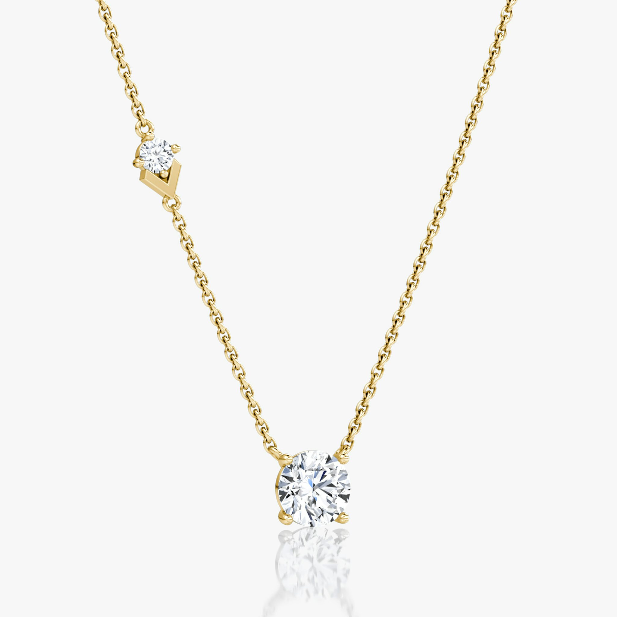 Toi et Moi Echo Necklace | Round Brilliant | 14k | Yellow Gold | caratWeight: 1.1ct | chainLength: 16-18