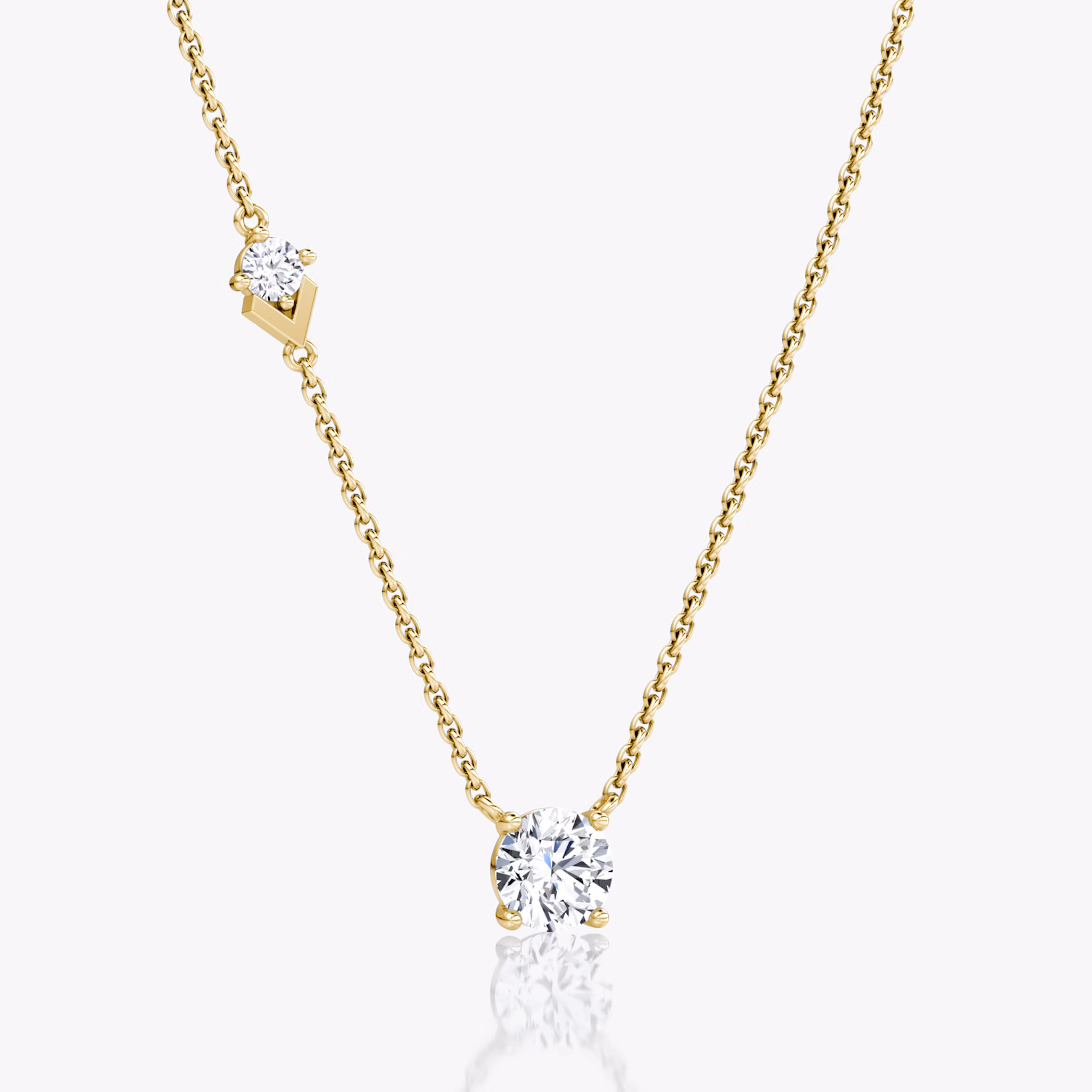 Toi et Moi Echo Necklace | Round Brilliant | 14k | Yellow Gold | caratWeight: 0.85ct | chainLength: 16-18