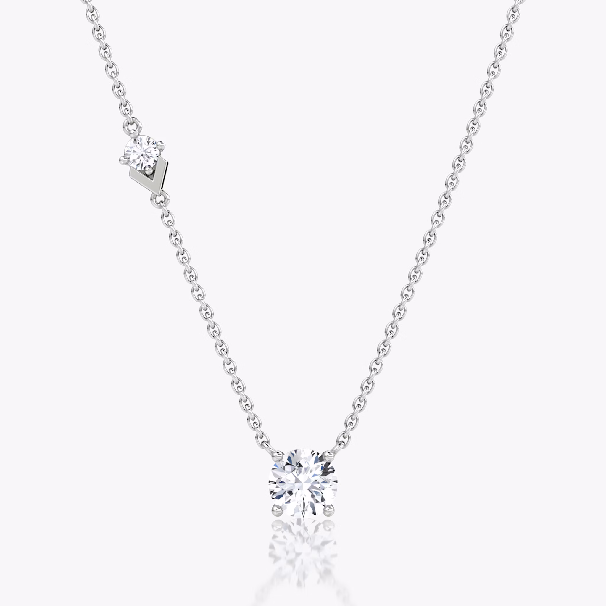 Toi et Moi Echo Necklace | Round Brilliant | 14k | White Gold | caratWeight: 0.85ct | chainLength: 16-18