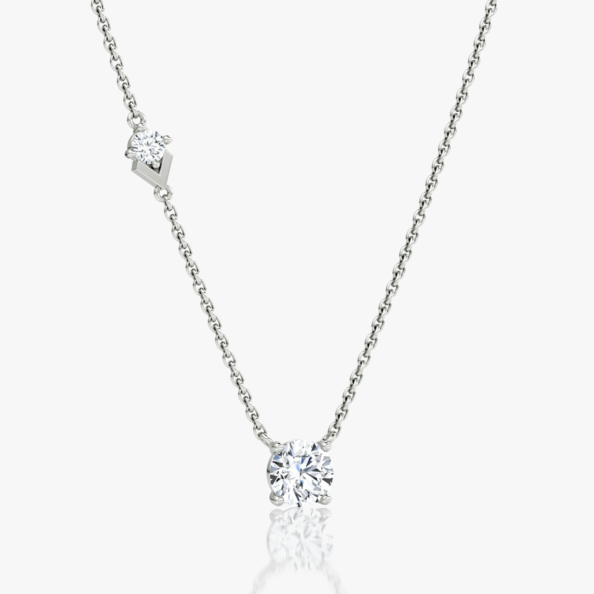 Toi et Moi Echo Necklace | Round Brilliant | 14k | White Gold | caratWeight: 0.85ct | chainLength: 16-18