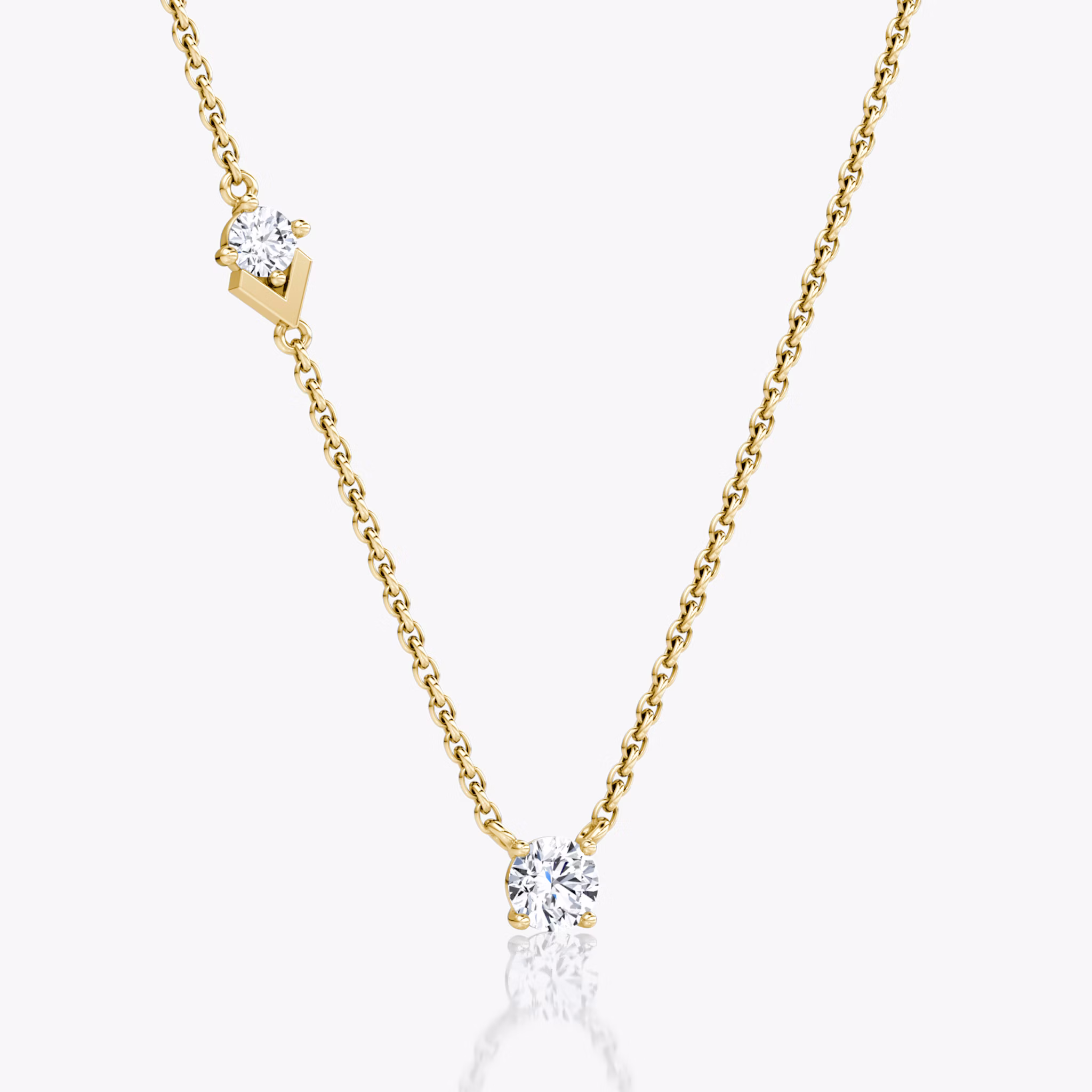 Toi et Moi Echo Necklace | Round Brilliant | 14k | Yellow Gold | caratWeight: 0.35ct | chainLength: 16-18
