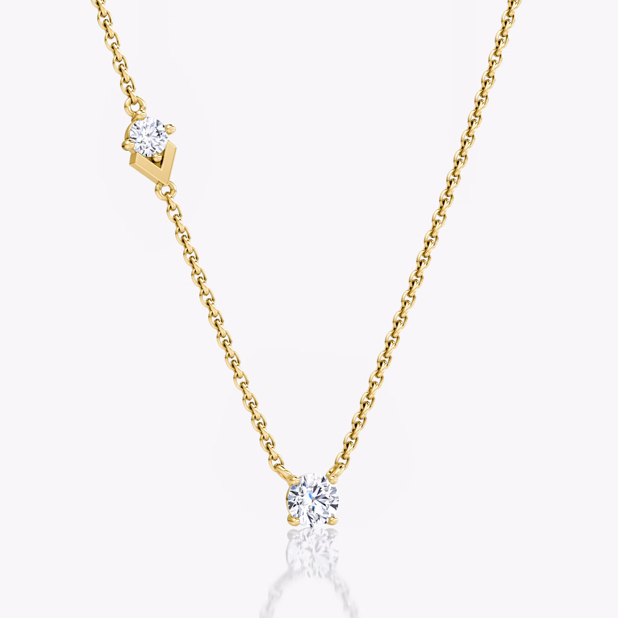 Toi et Moi Echo Necklace Round Brilliant | Yellow Gold