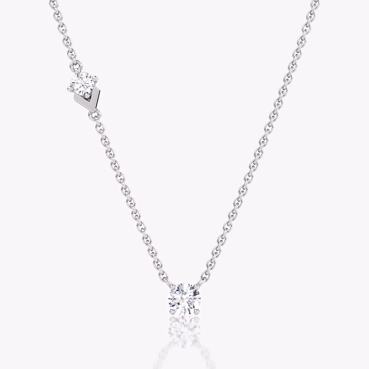 Toi et Moi Echo Necklace | Round Brilliant | 14k | White Gold | caratWeight: 0.35ct | chainLength: 16-18