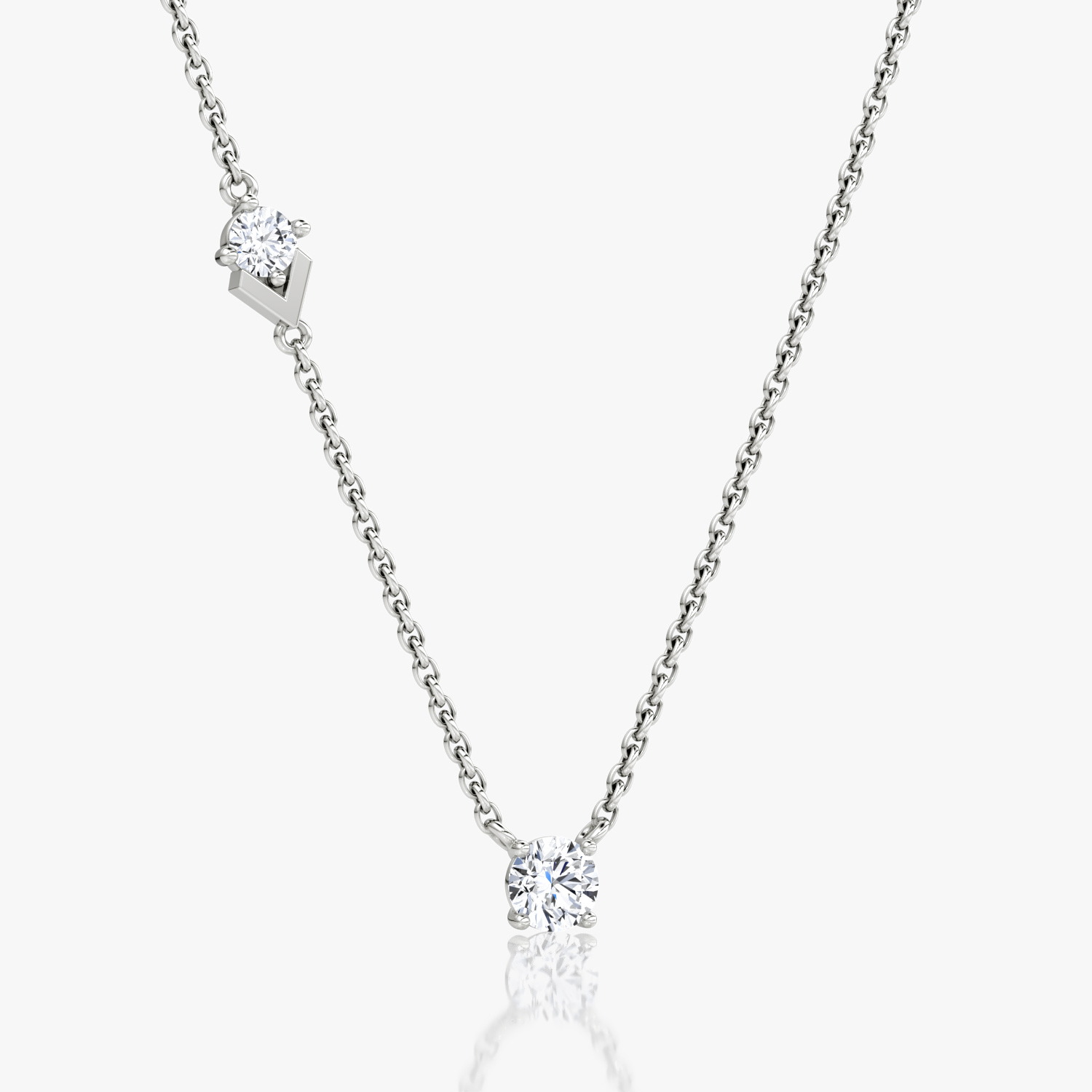 Toi et Moi Echo Necklace | Round Brilliant | 14k | White Gold | caratWeight: 0.35ct | chainLength: 16-18