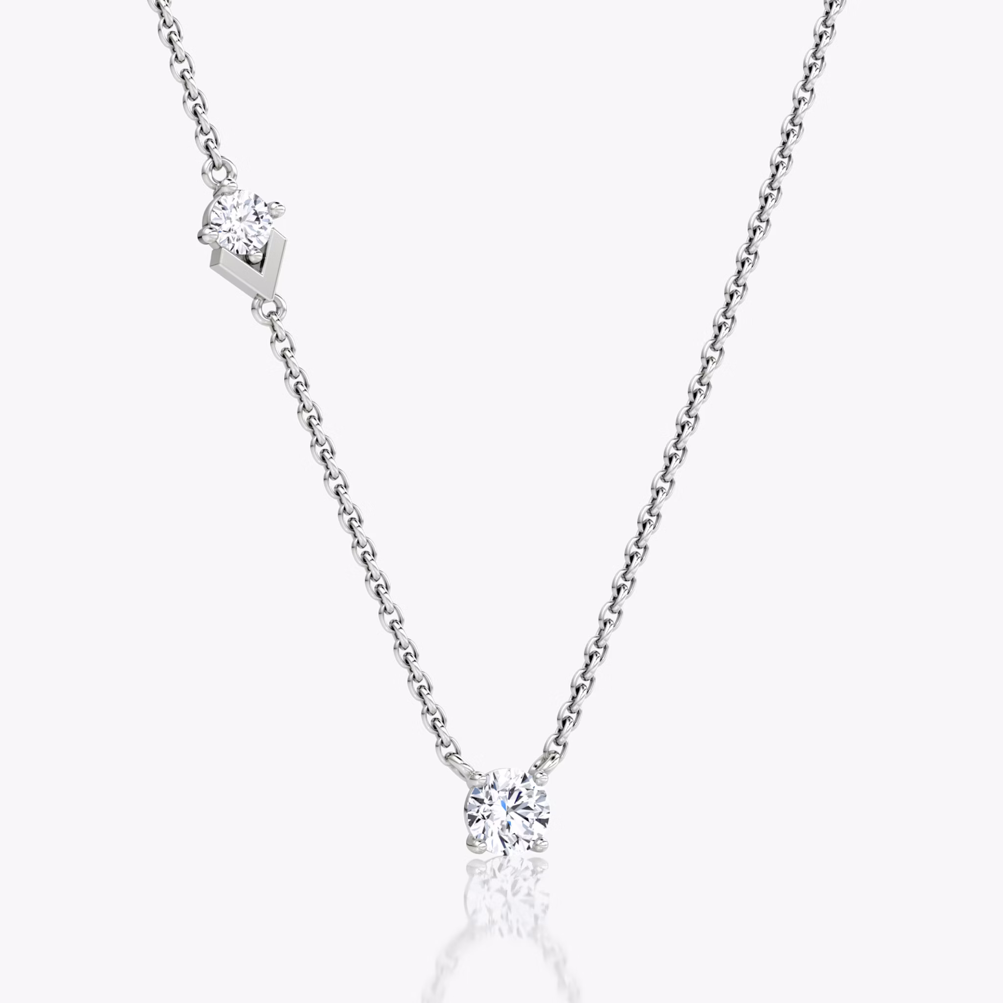 Toi et Moi Echo Necklace | Round Brilliant | 14k | White Gold | caratWeight: 0.35ct | chainLength: 16-18