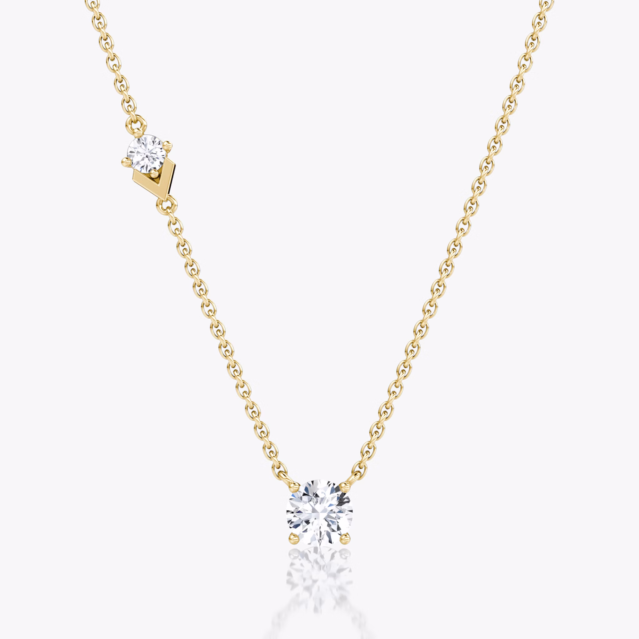 Toi et Moi Echo Necklace | Round Brilliant | 14k | Yellow Gold | caratWeight: 0.60ct | chainLength: 16-18
