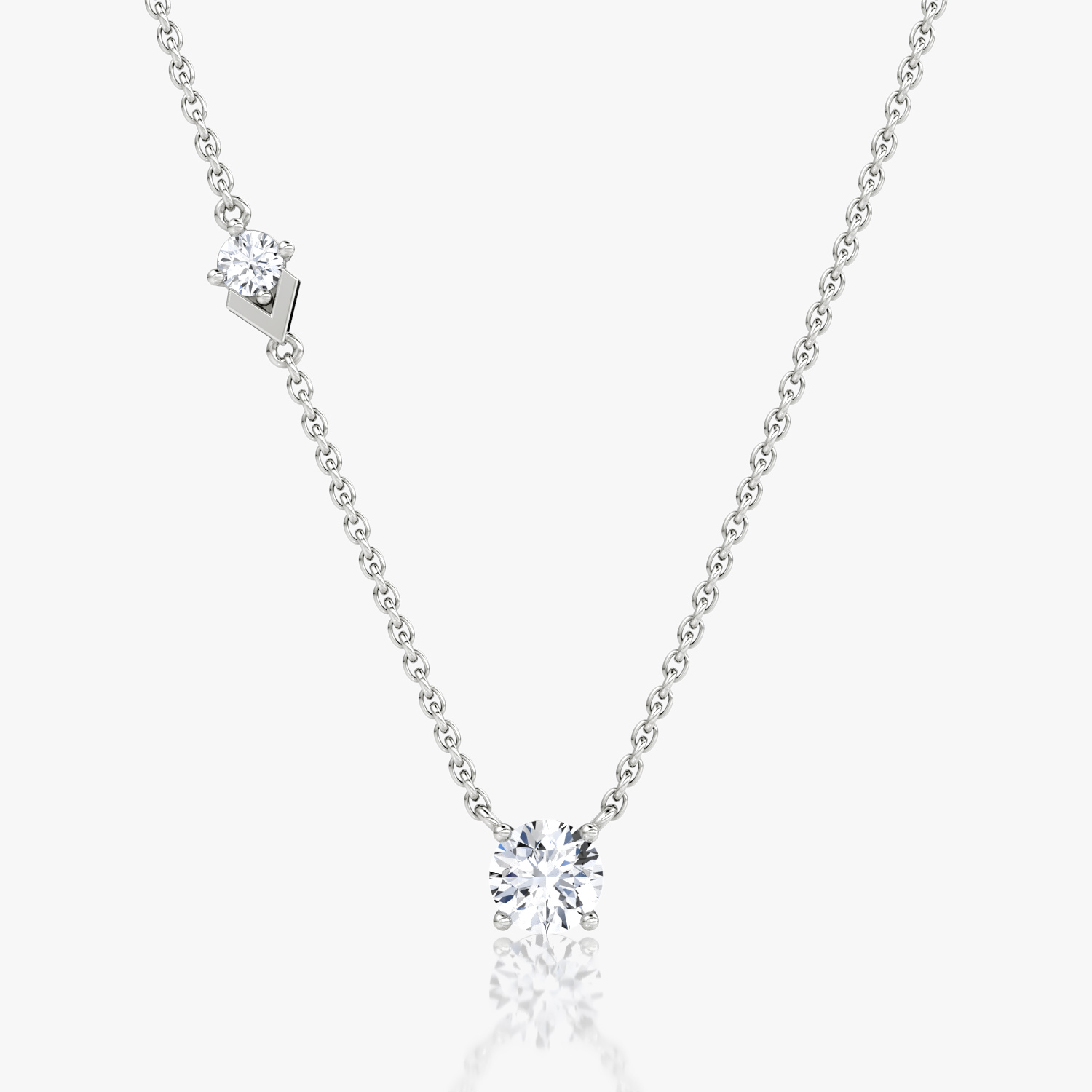 Toi et Moi Echo Necklace | Round Brilliant | 14k | White Gold | caratWeight: 0.60ct | chainLength: 16-18