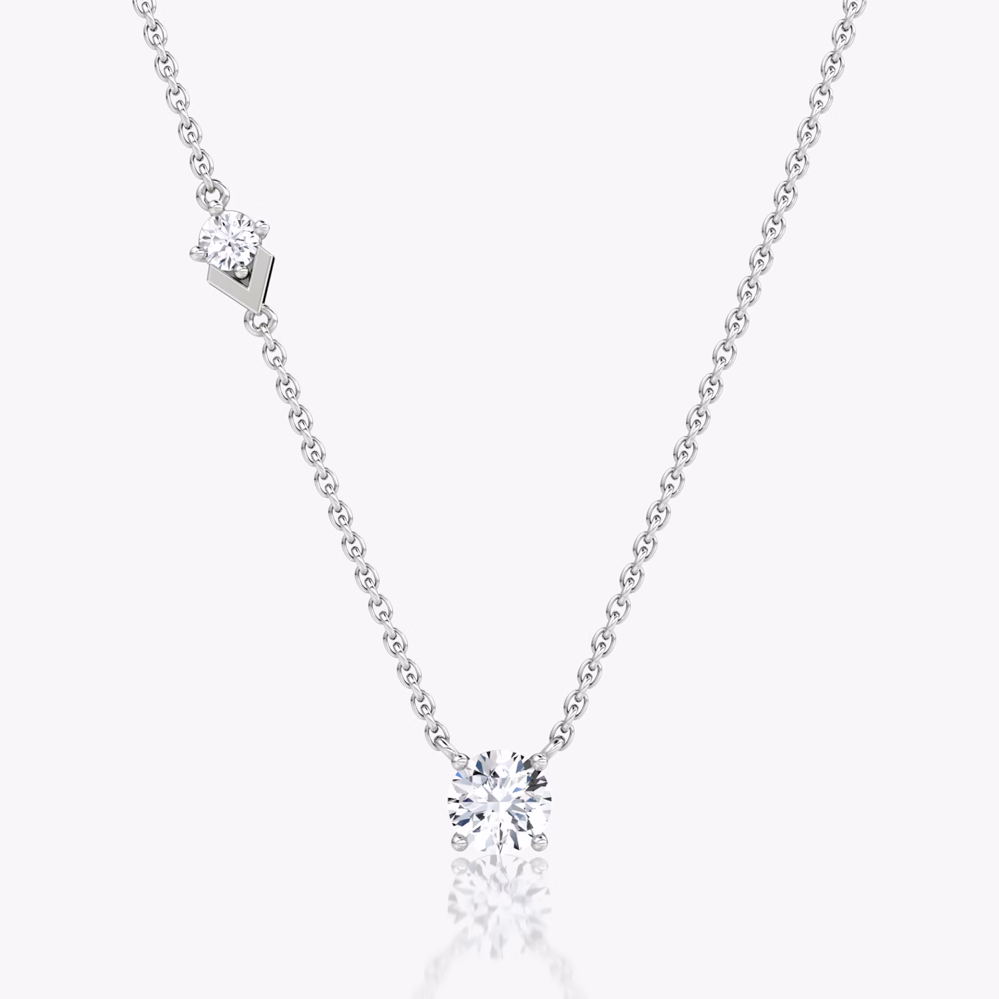 Toi et Moi Echo Necklace | Round Brilliant | 14k | White Gold | caratWeight: 0.60ct | chainLength: 16-18