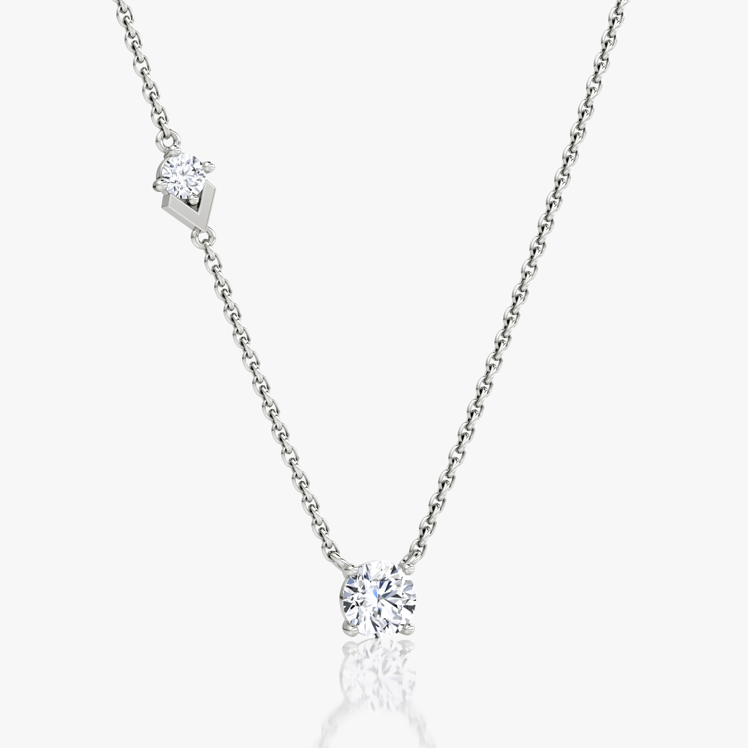 Toi et Moi Echo Necklace | Round Brilliant | 14k | White Gold | caratWeight: 0.60ct | chainLength: 16-18