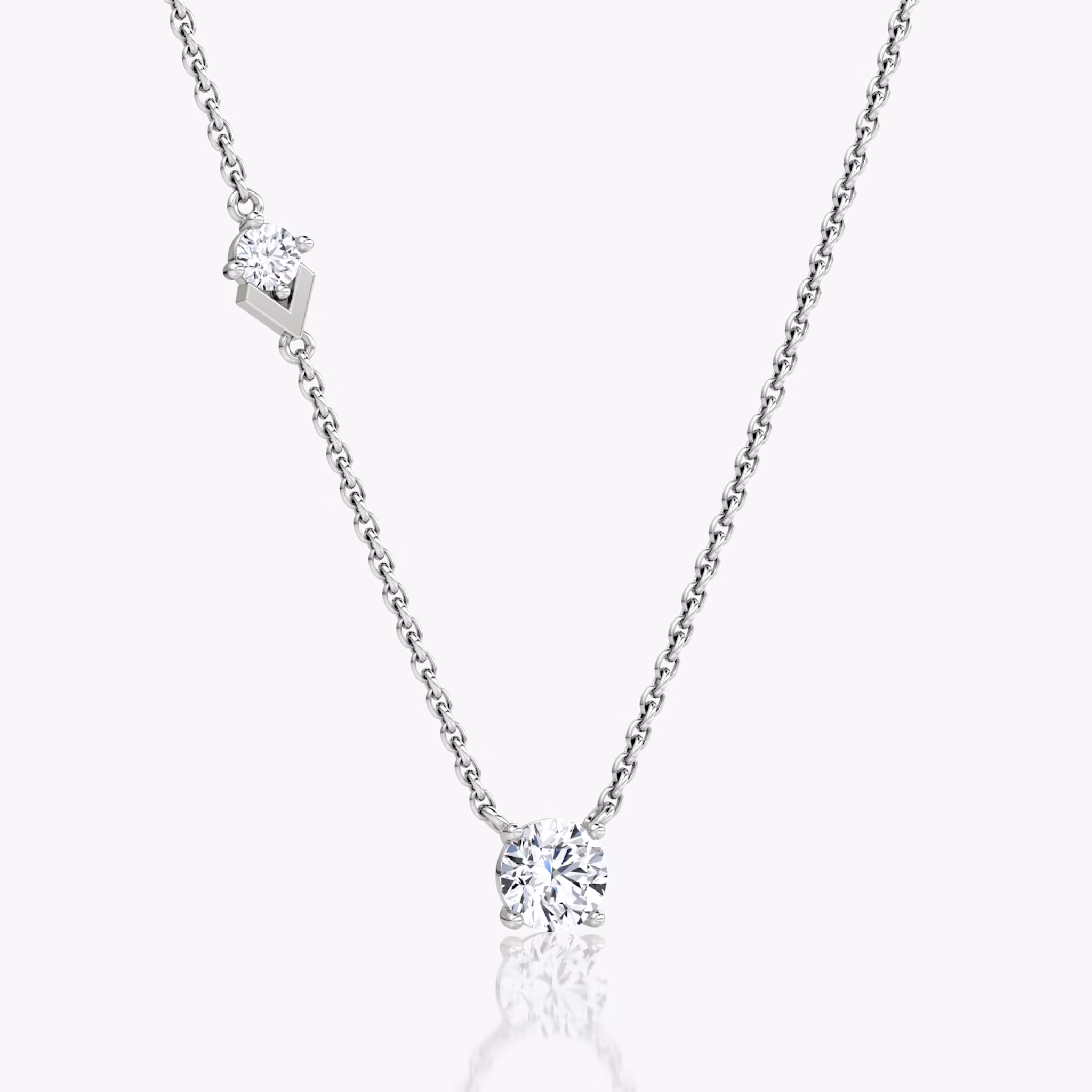 Toi et Moi Echo Necklace | Round Brilliant | 14k | White Gold | caratWeight: 0.60ct | chainLength: 16-18