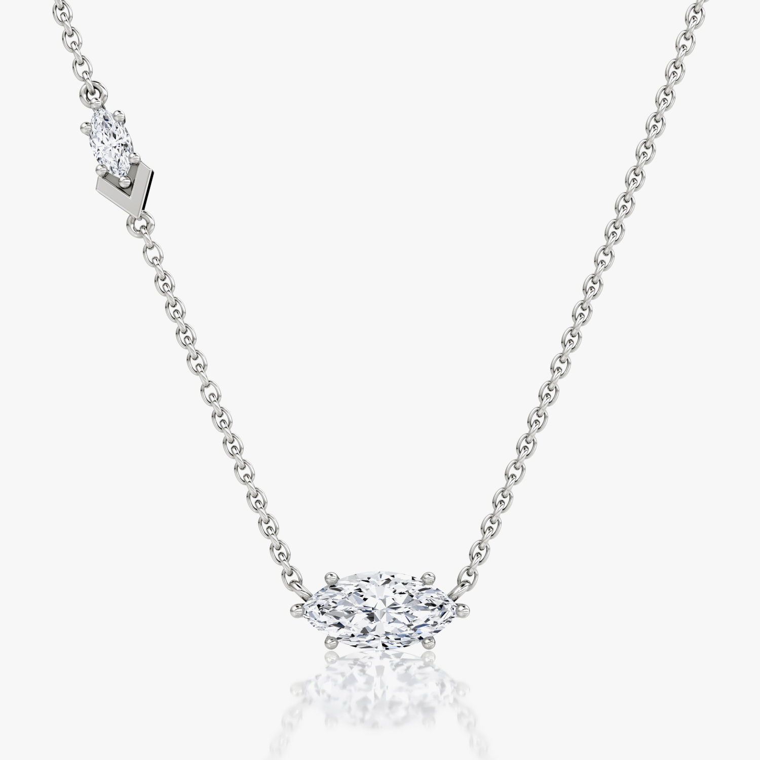 Toi et Moi Echo Necklace | Marquise | 14k | White Gold | caratWeight: 0.86ct | chainLength: 16-18