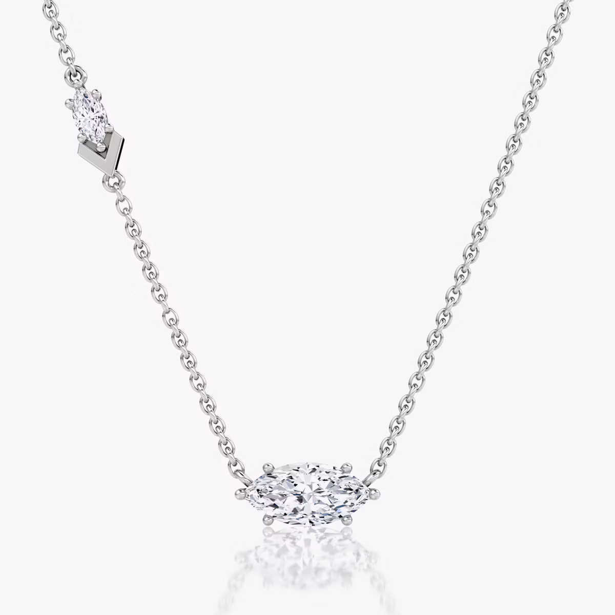 Toi et Moi Echo Necklace | Marquise | 14k | White Gold | caratWeight: 0.86ct | chainLength: 16-18