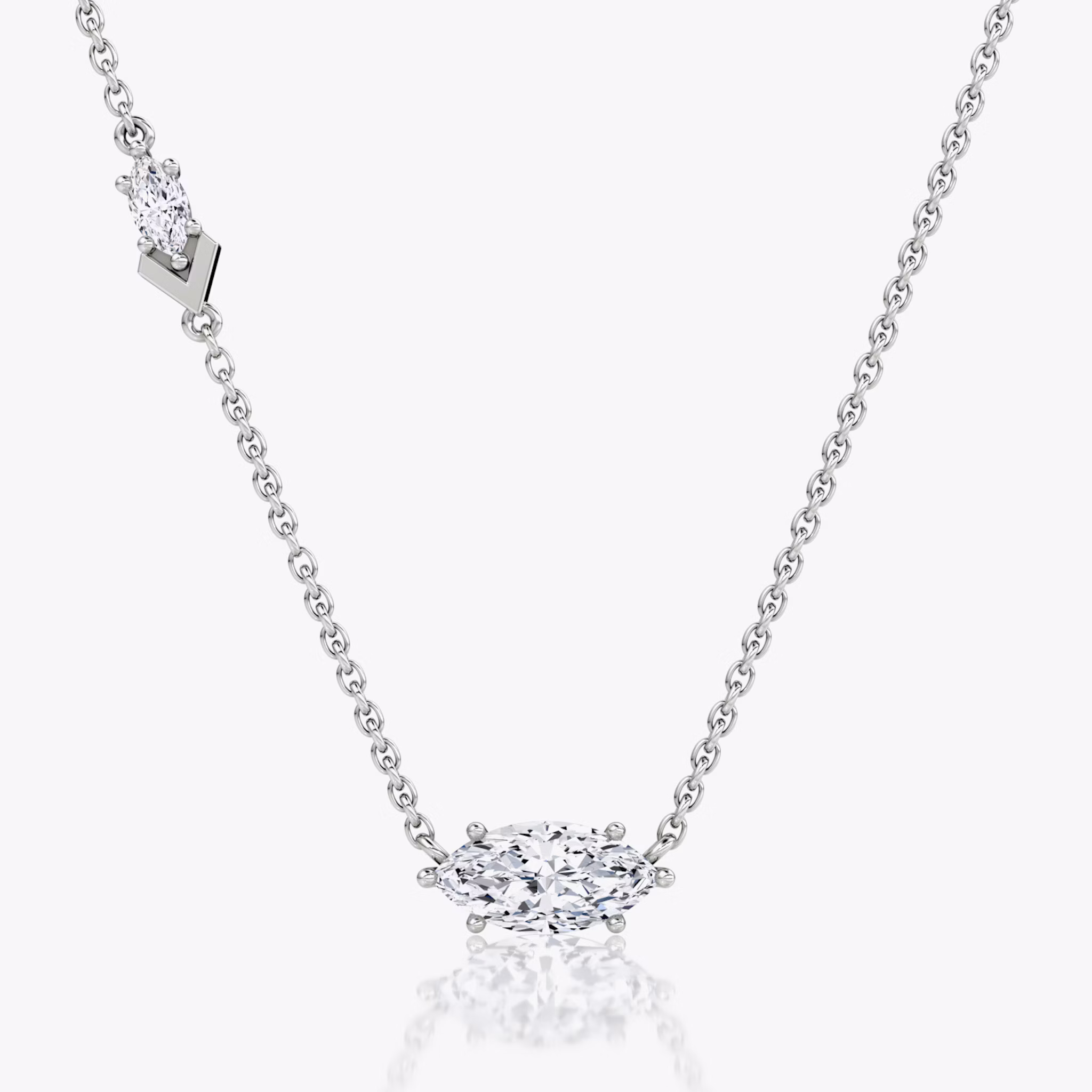 Toi et Moi Echo Necklace | Marquise | 14k | White Gold | caratWeight: 0.86ct | chainLength: 16-18