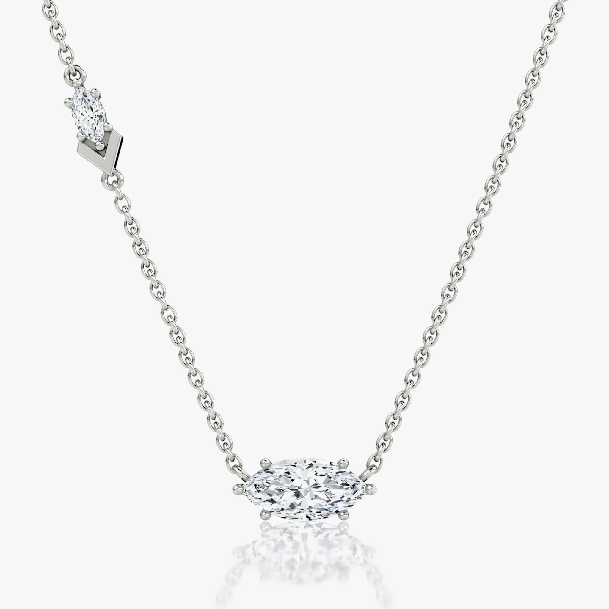 Toi et Moi Echo Necklace | Marquise | 14k | White Gold | caratWeight: 0.86ct | chainLength: 16-18
