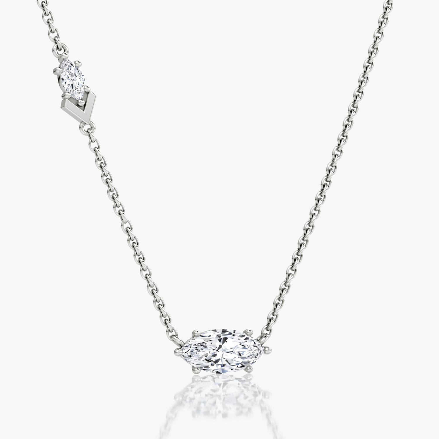 Toi et Moi Echo Necklace | Marquise | 14k | White Gold | caratWeight: 0.86ct | chainLength: 16-18