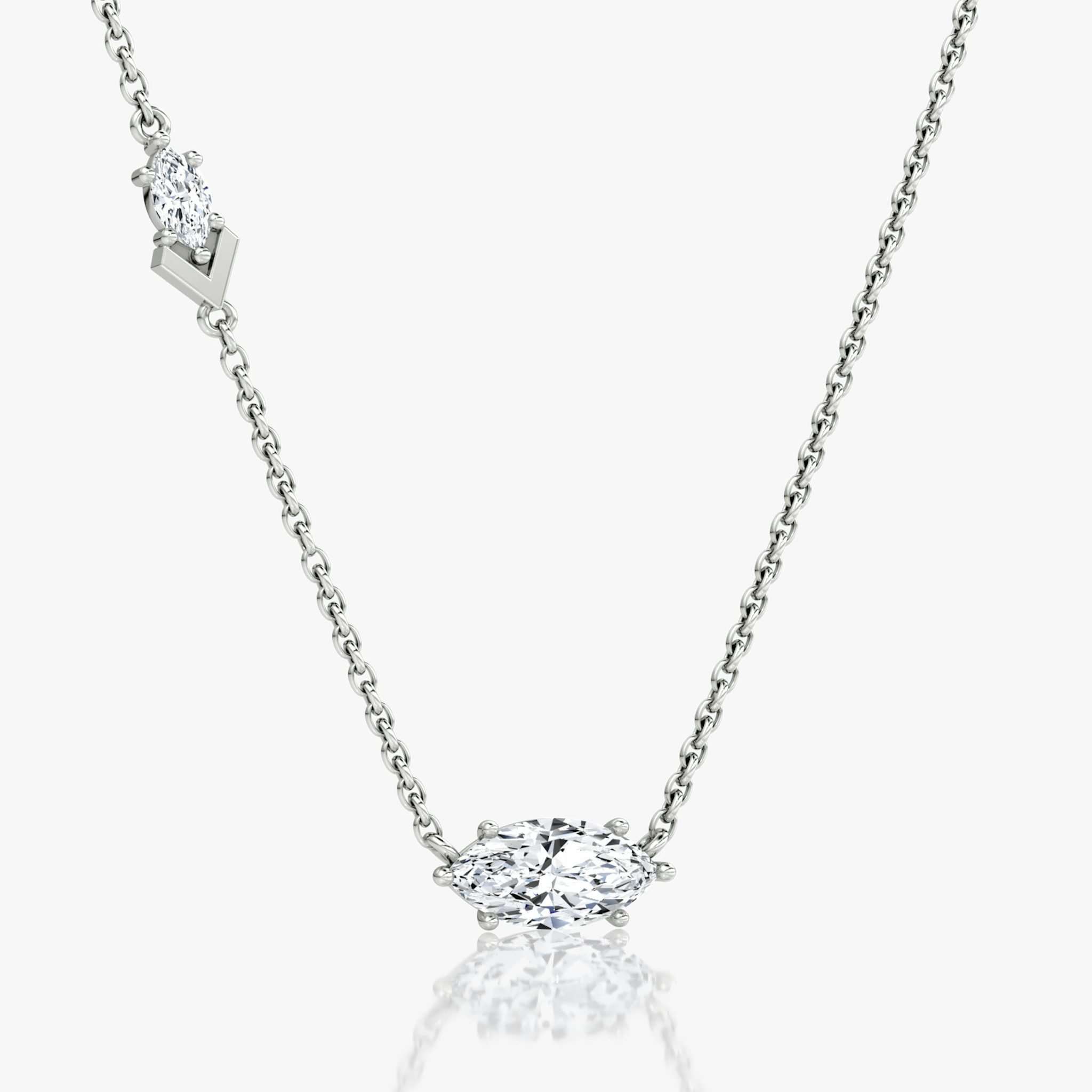 Toi et Moi Echo Necklace | Marquise | 14k | White Gold | caratWeight: 0.86ct | chainLength: 16-18