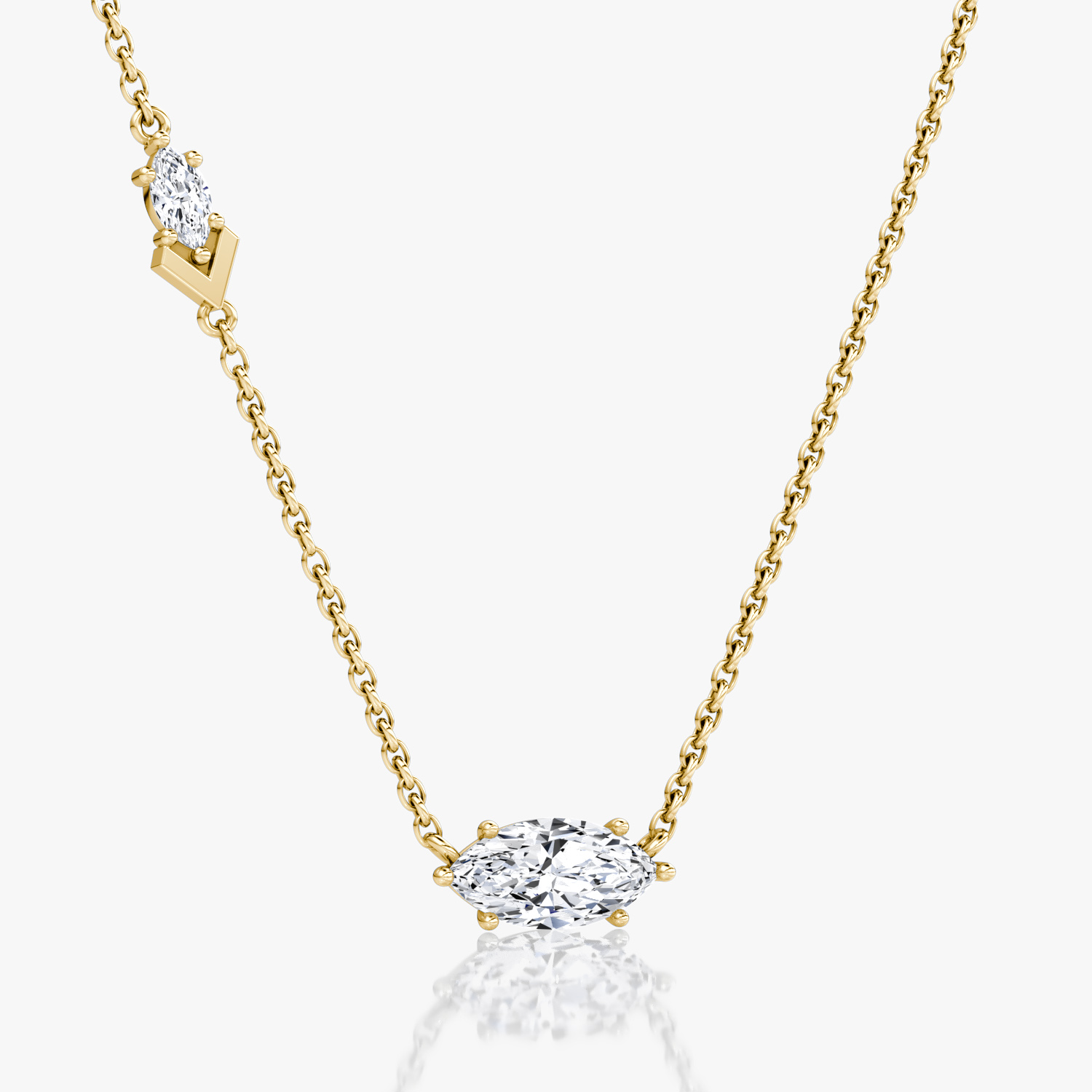 Toi et Moi Echo Necklace | Marquise | 14k | Yellow Gold | caratWeight: 0.86ct | chainLength: 16-18