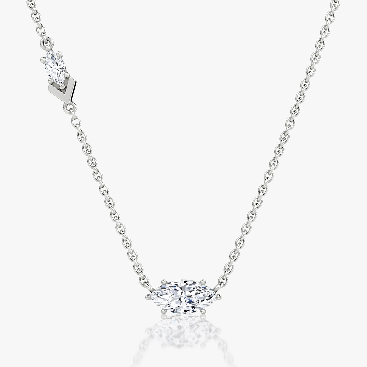 Toi et Moi Echo Necklace | Marquise | 14k | White Gold | caratWeight: 0.61ct | chainLength: 16-18