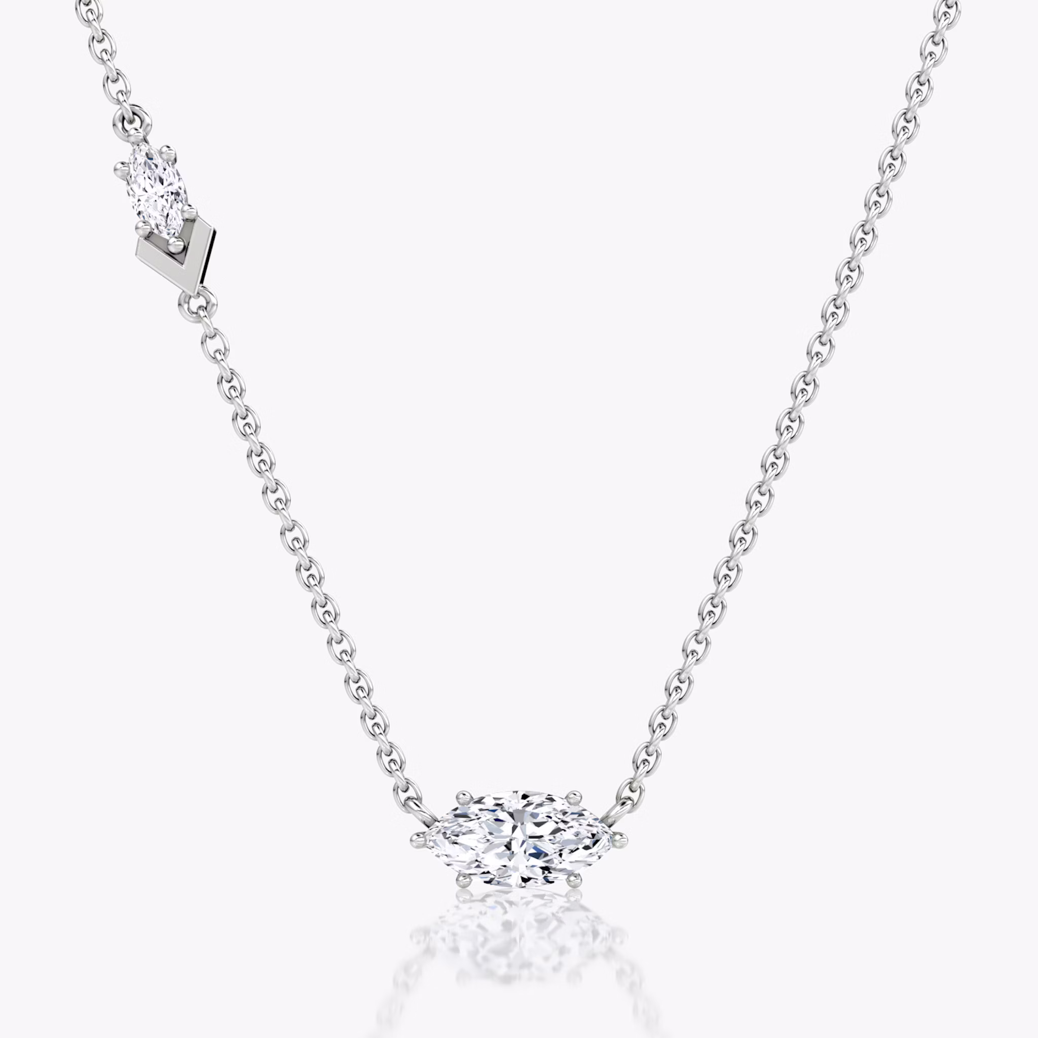 Toi et Moi Echo Necklace | Marquise | 14k | White Gold | caratWeight: 0.61ct | chainLength: 16-18