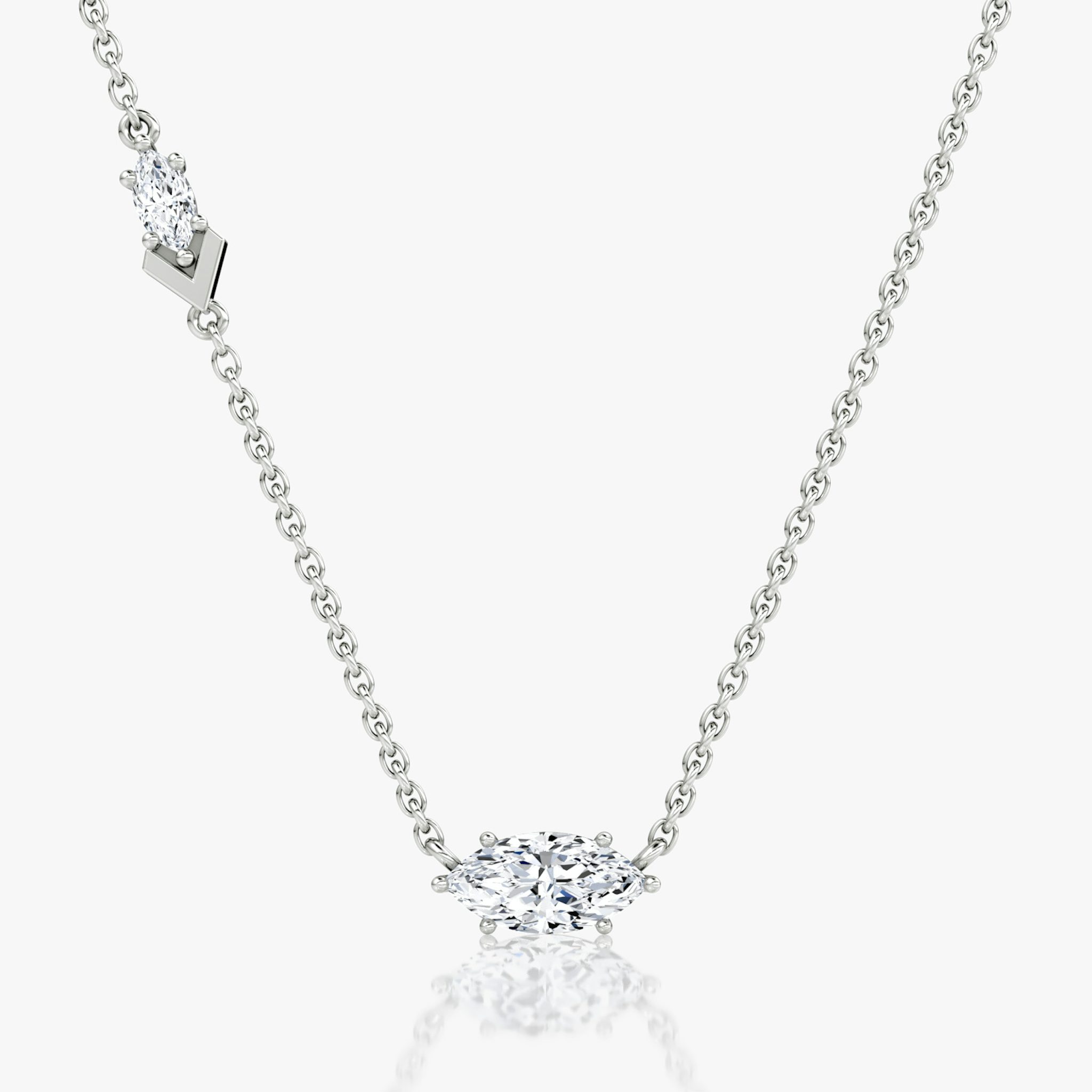 Toi et Moi Echo Necklace | Marquise | 14k | White Gold | caratWeight: 0.61ct | chainLength: 16-18