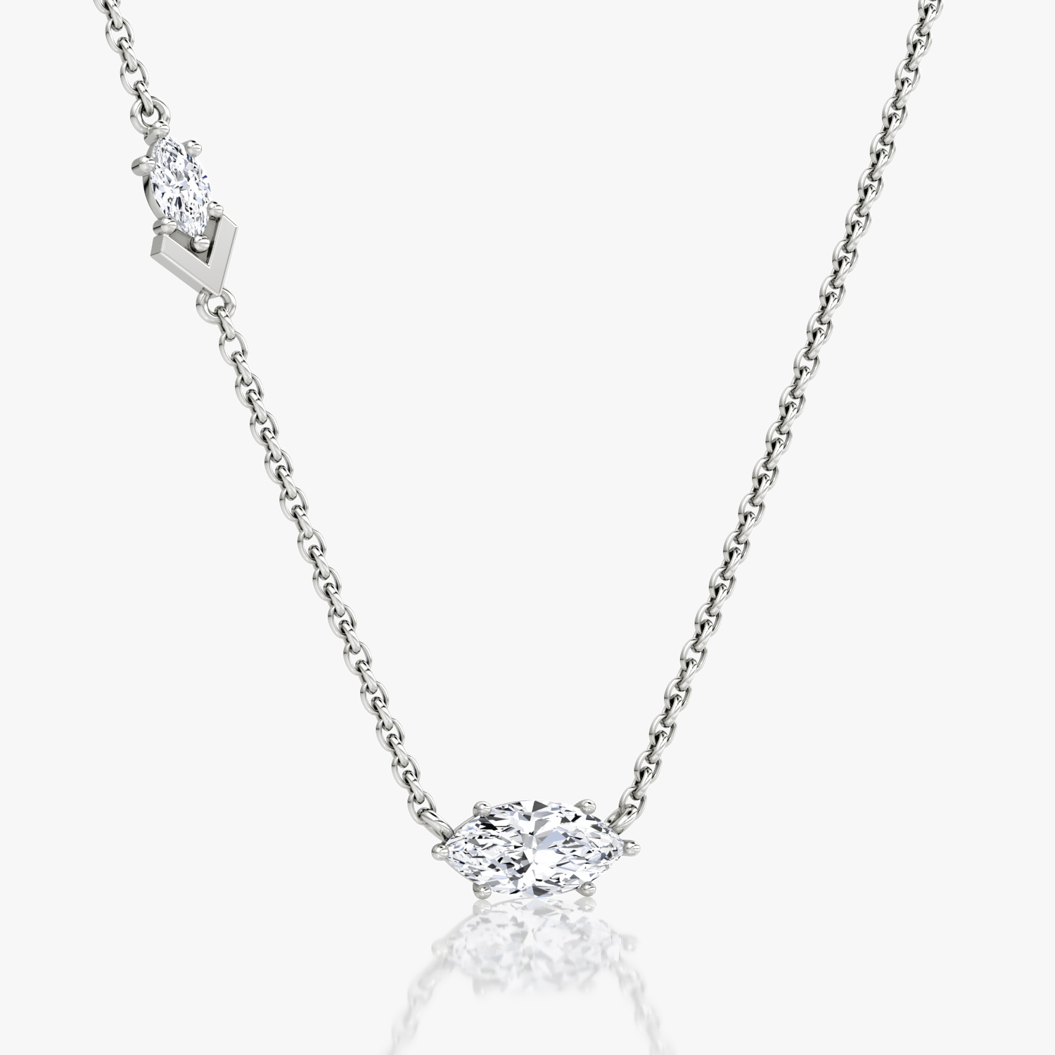 Toi et Moi Echo Necklace | Marquise | 14k | White Gold | caratWeight: 0.61ct | chainLength: 16-18