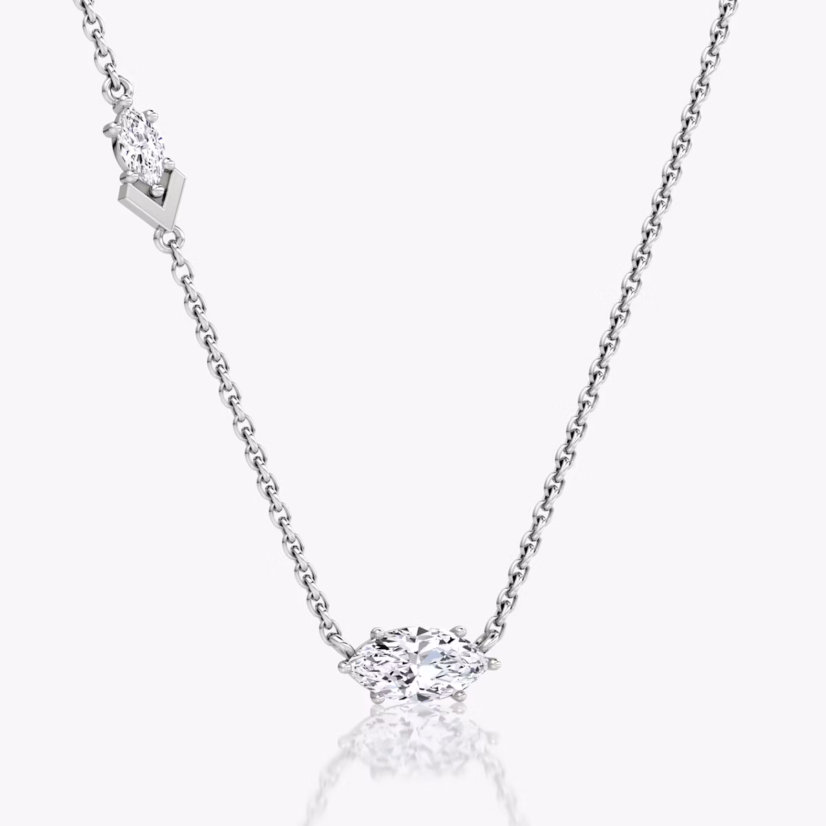 Toi et Moi Echo Necklace | Marquise | 14k | White Gold | caratWeight: 0.61ct | chainLength: 16-18