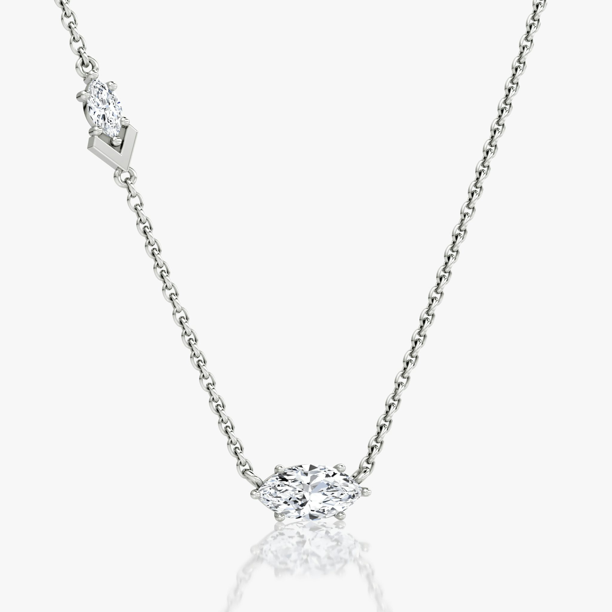 Toi et Moi Echo Necklace | Marquise | 14k | White Gold | caratWeight: 0.61ct | chainLength: 16-18