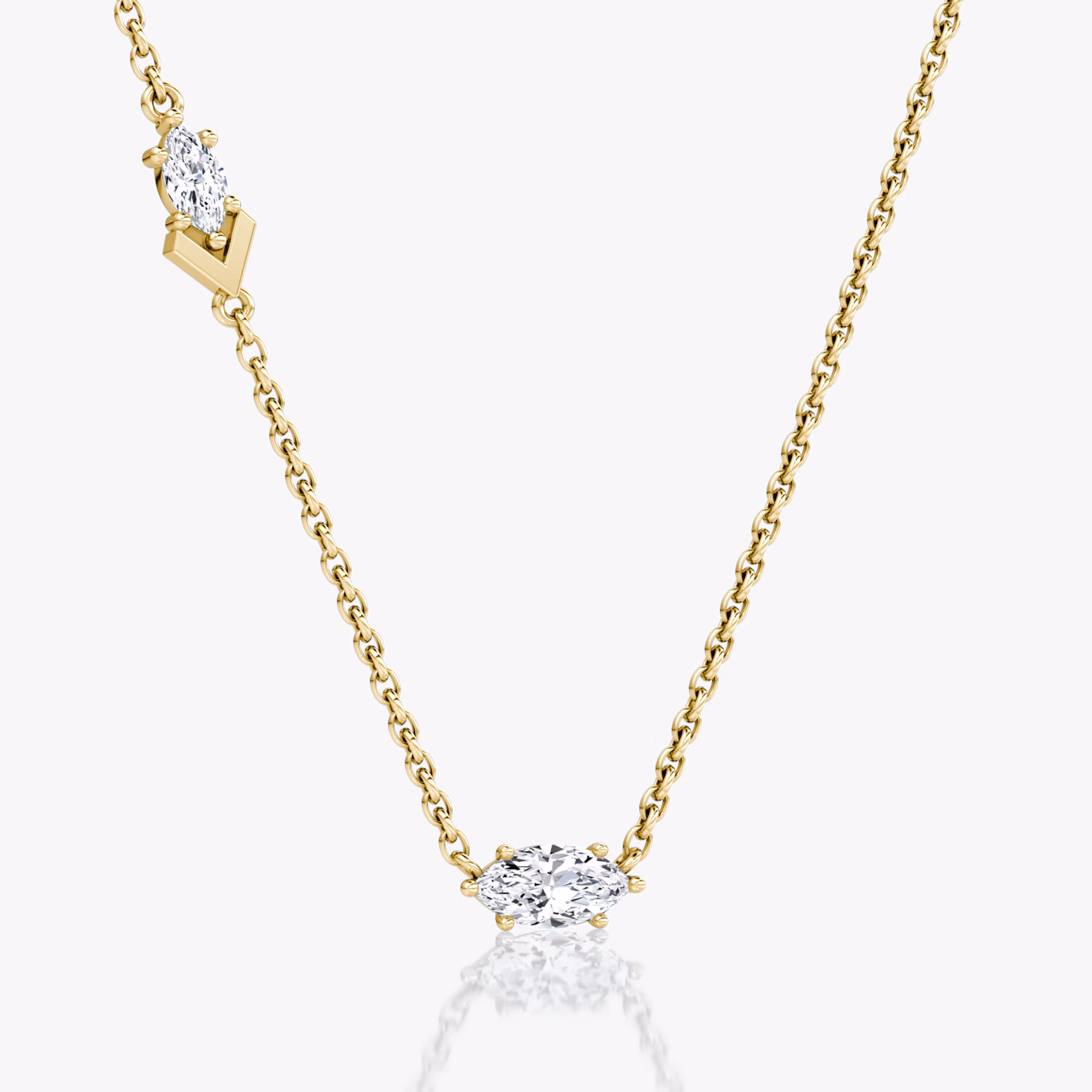Toi et Moi Echo Necklace | Marquise | 14k | Yellow Gold | caratWeight: 0.36ct | chainLength: 16-18