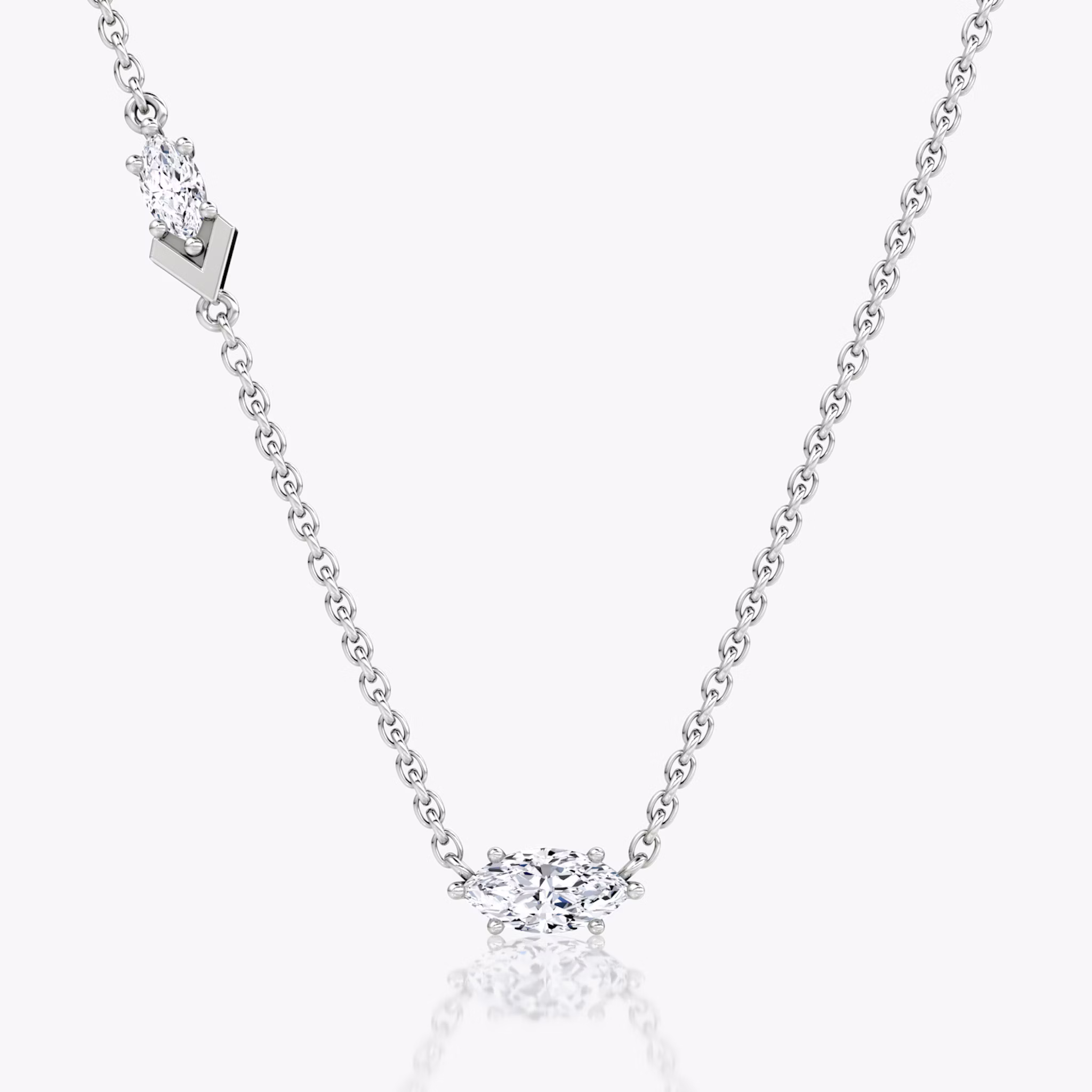 Toi et Moi Echo Necklace | Marquise | 14k | White Gold | caratWeight: 0.36ct | chainLength: 16-18