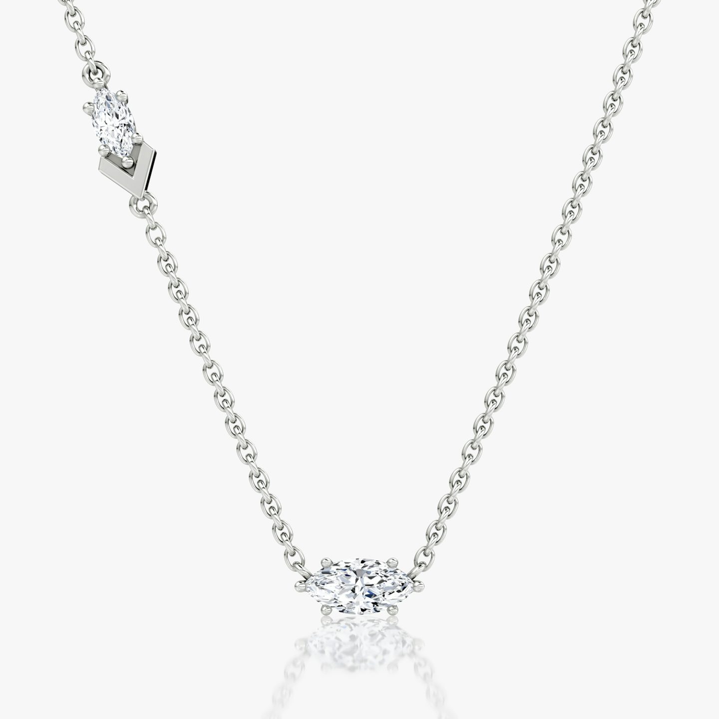 Collar Toi et Moi Echo | Marquise | 14k | Oro blanco | caratWeight: 0.36ct | chainLength: 16-18