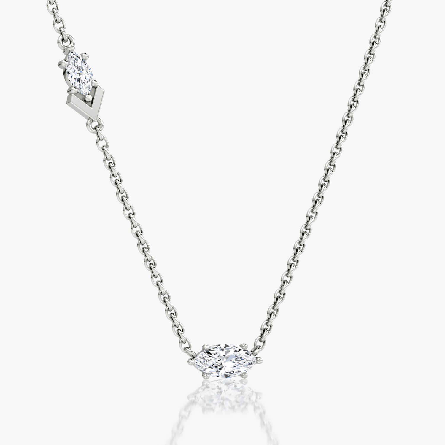 Toi et Moi Echo Necklace | Marquise | 14k | White Gold | caratWeight: 0.36ct | chainLength: 16-18