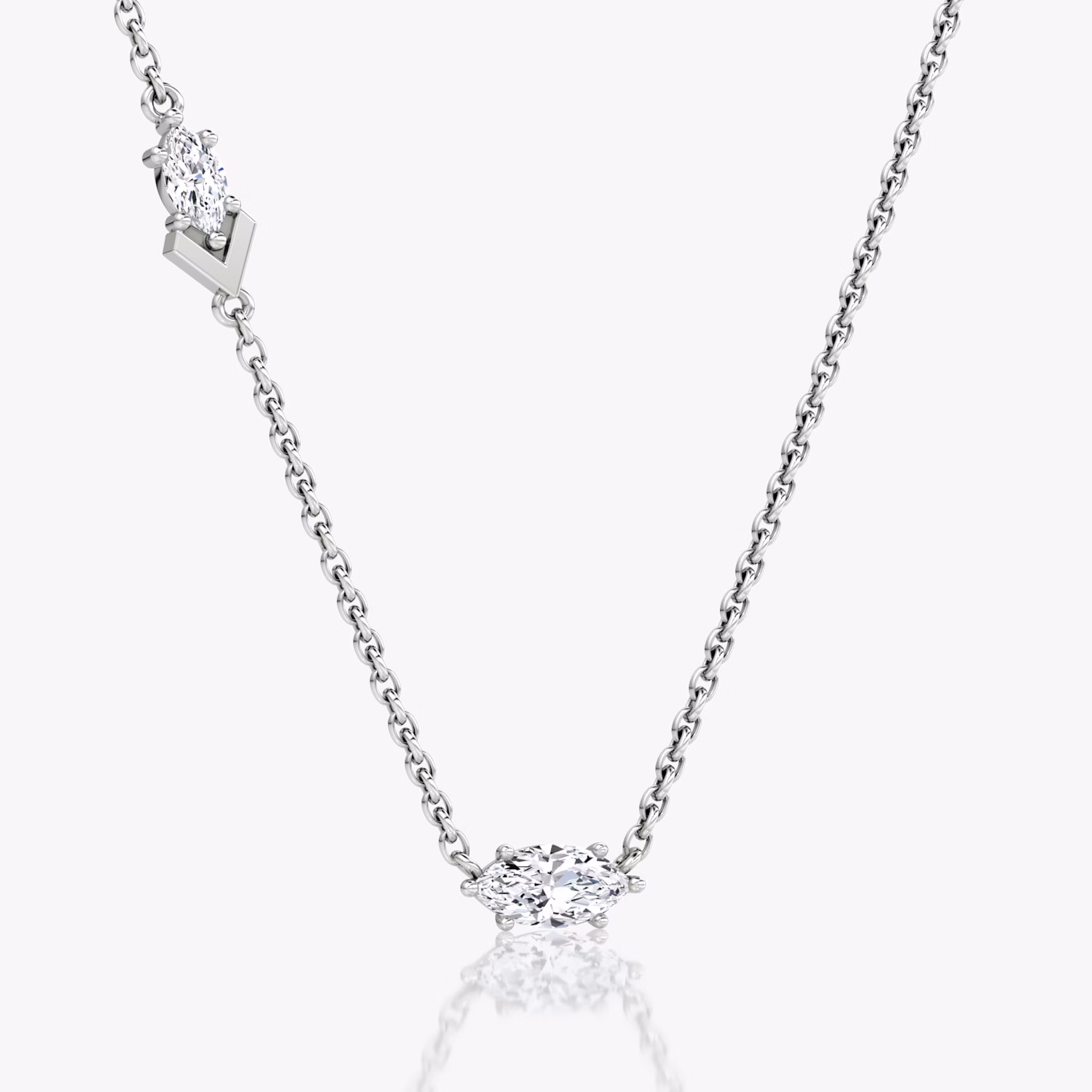 Toi et Moi Echo Necklace | Marquise | 14k | White Gold | caratWeight: 0.36ct | chainLength: 16-18