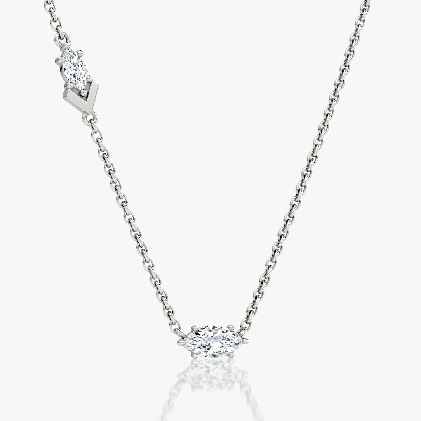 Collar Toi et Moi Echo | Marquise | 14k | Oro blanco | caratWeight: 0.36ct | chainLength: 16-18