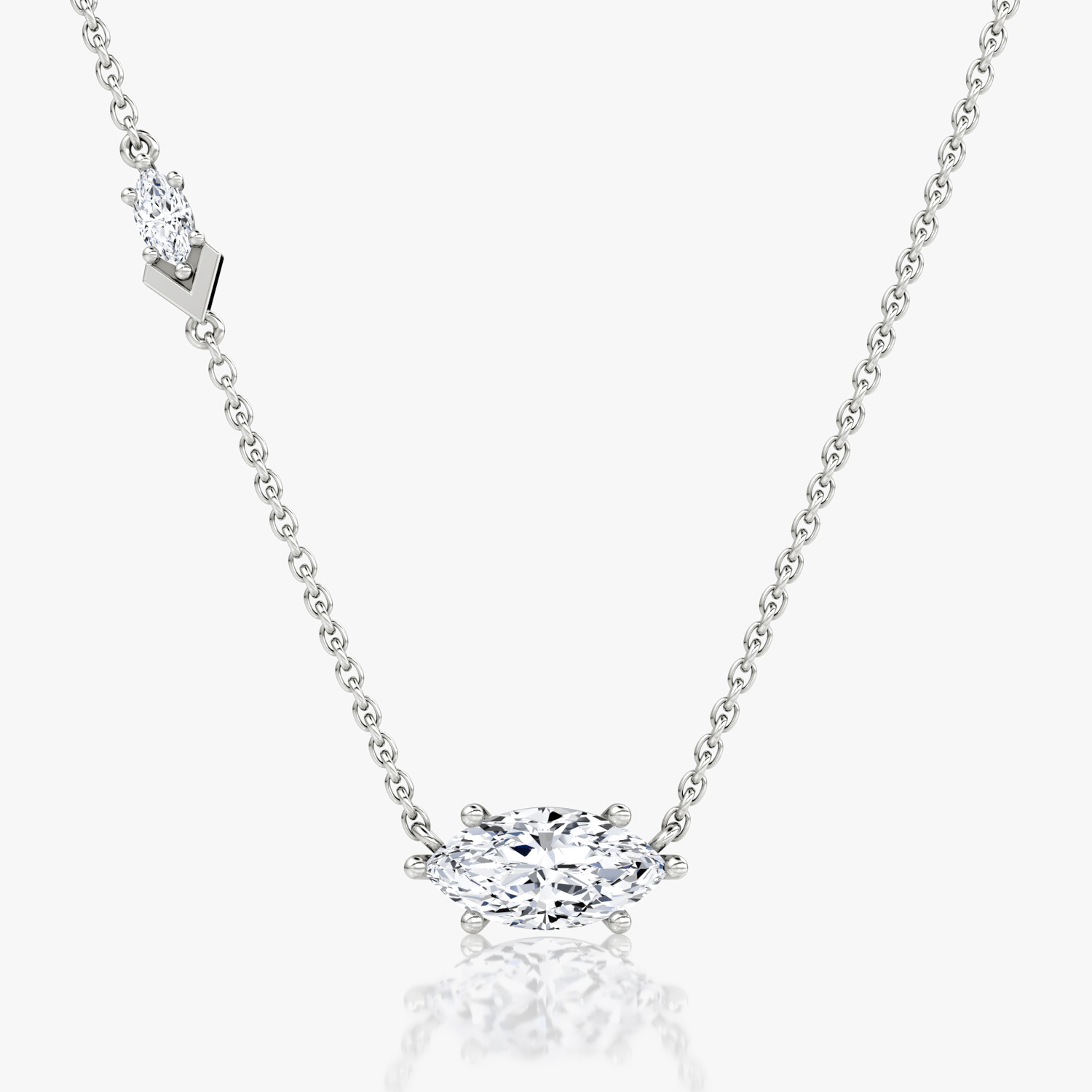 Toi et Moi Echo Necklace | Marquise | 14k | White Gold | caratWeight: 1.1ct | chainLength: 16-18