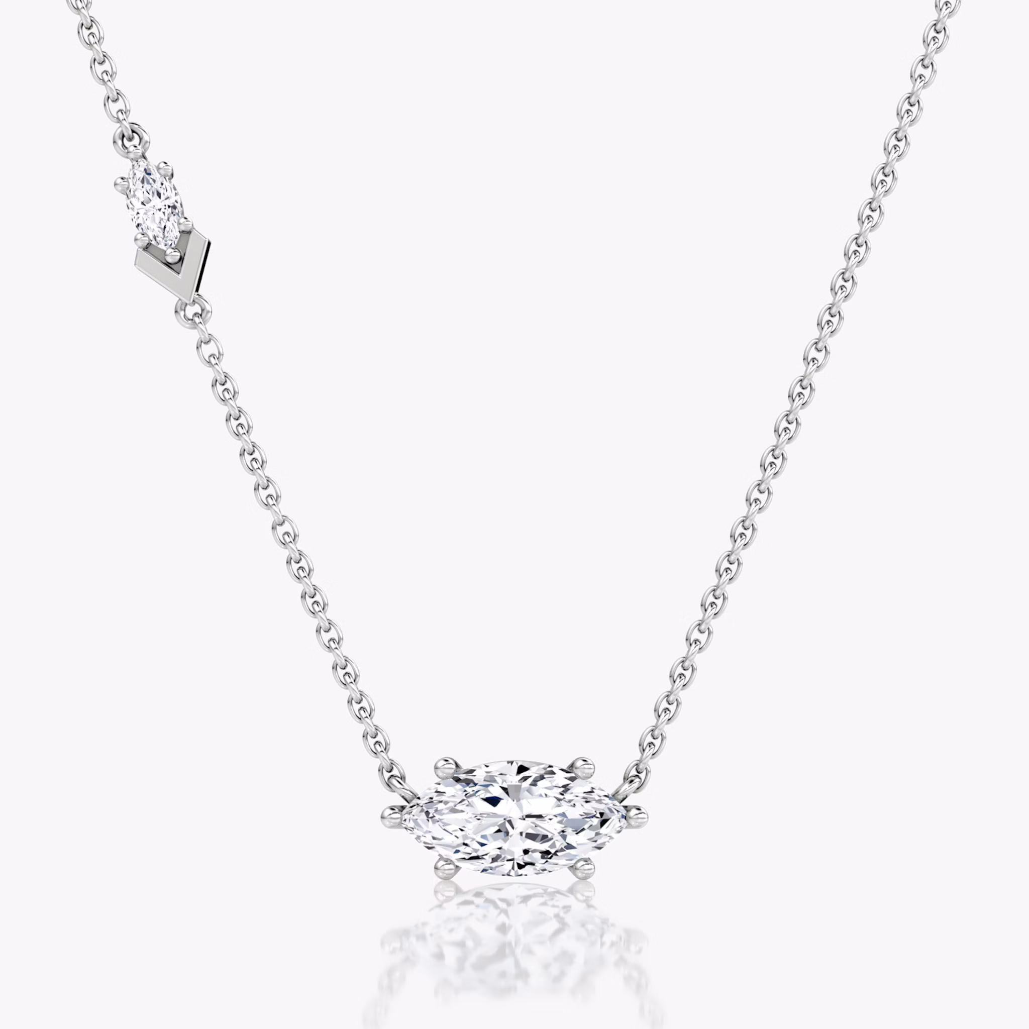 Toi et Moi Echo Necklace | Marquise | 14k | White Gold | caratWeight: 1.1ct | chainLength: 16-18