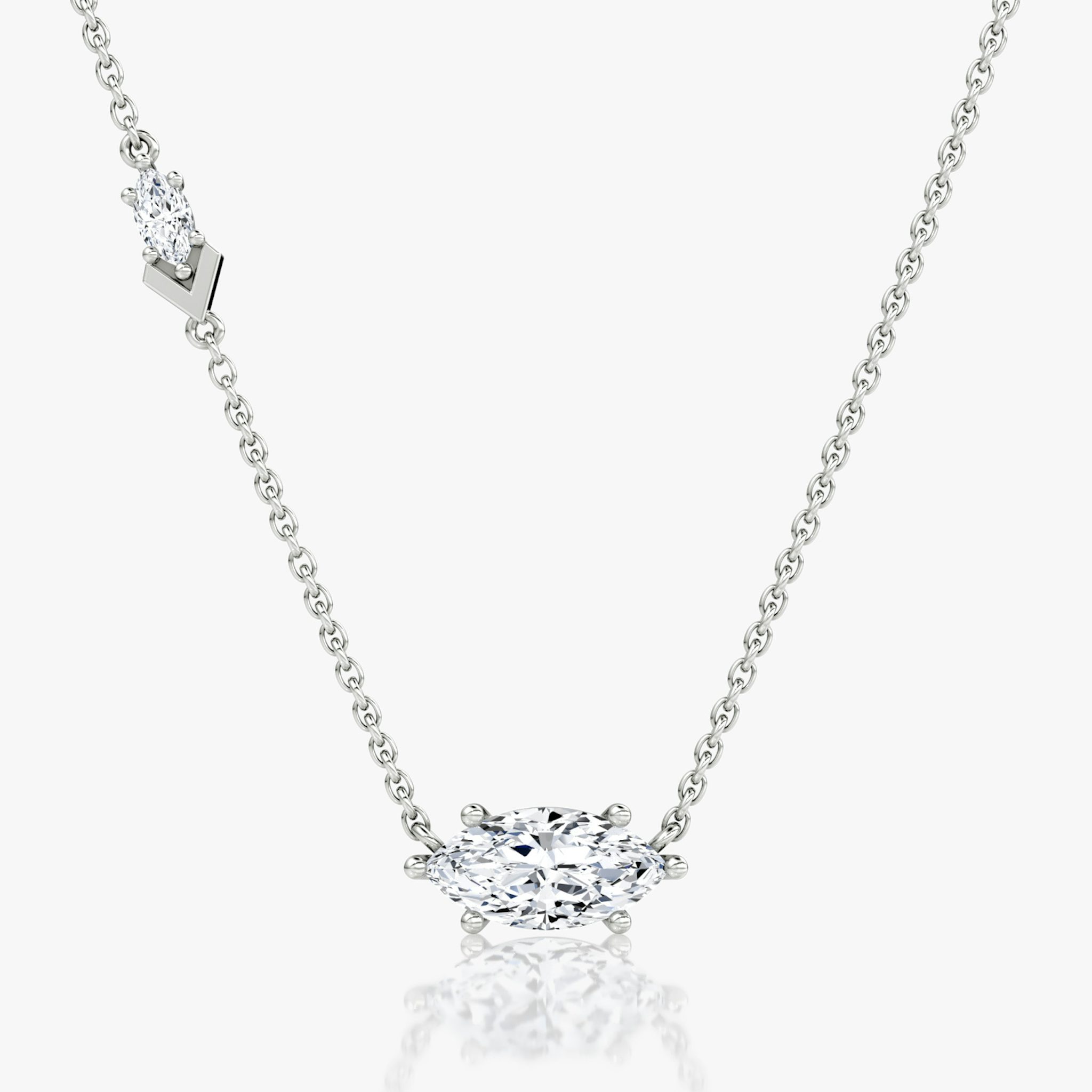 Toi et Moi Echo Necklace | Marquise | 14k | White Gold | caratWeight: 1.1ct | chainLength: 16-18