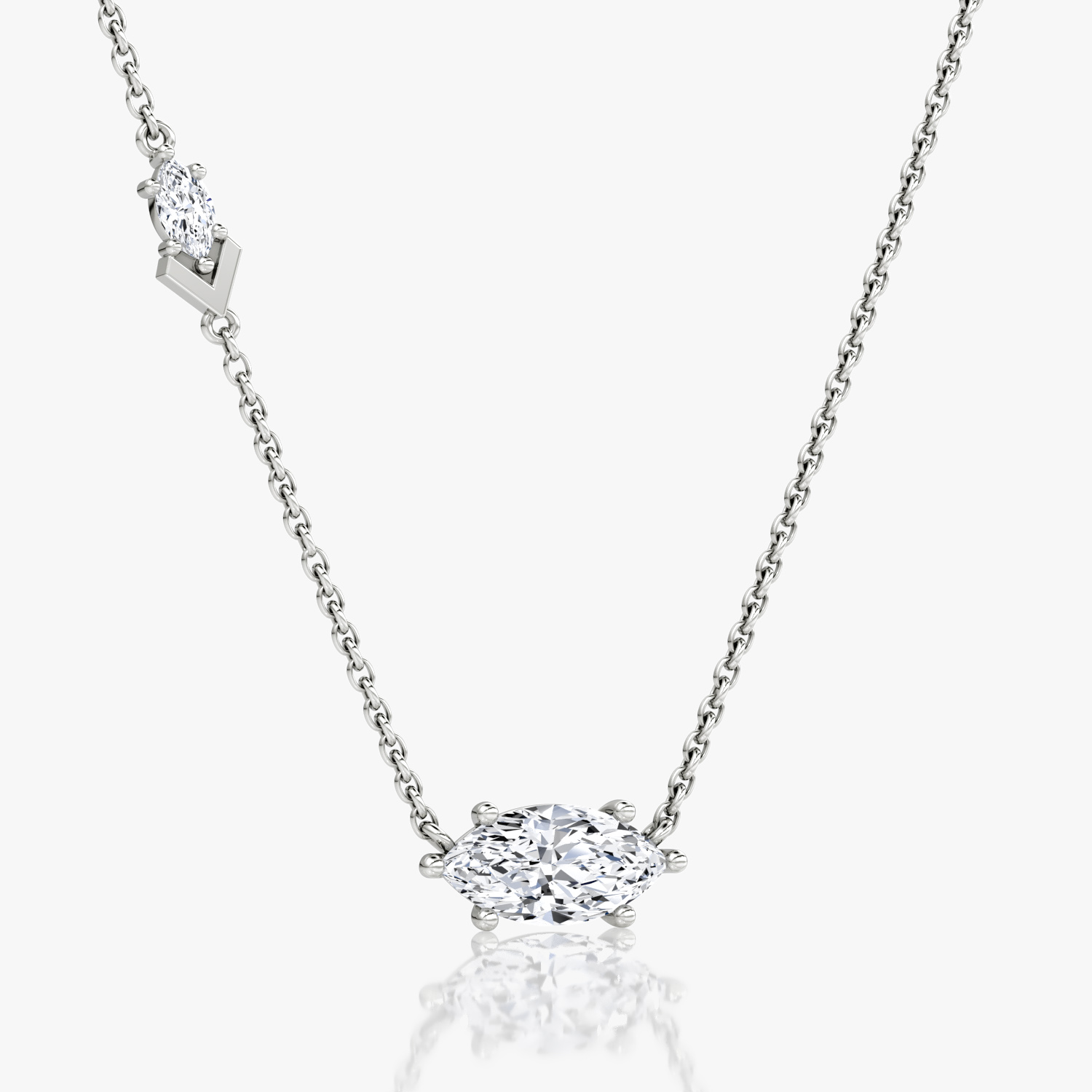 Toi et Moi Echo Necklace | Marquise | 14k | White Gold | caratWeight: 1.1ct | chainLength: 16-18