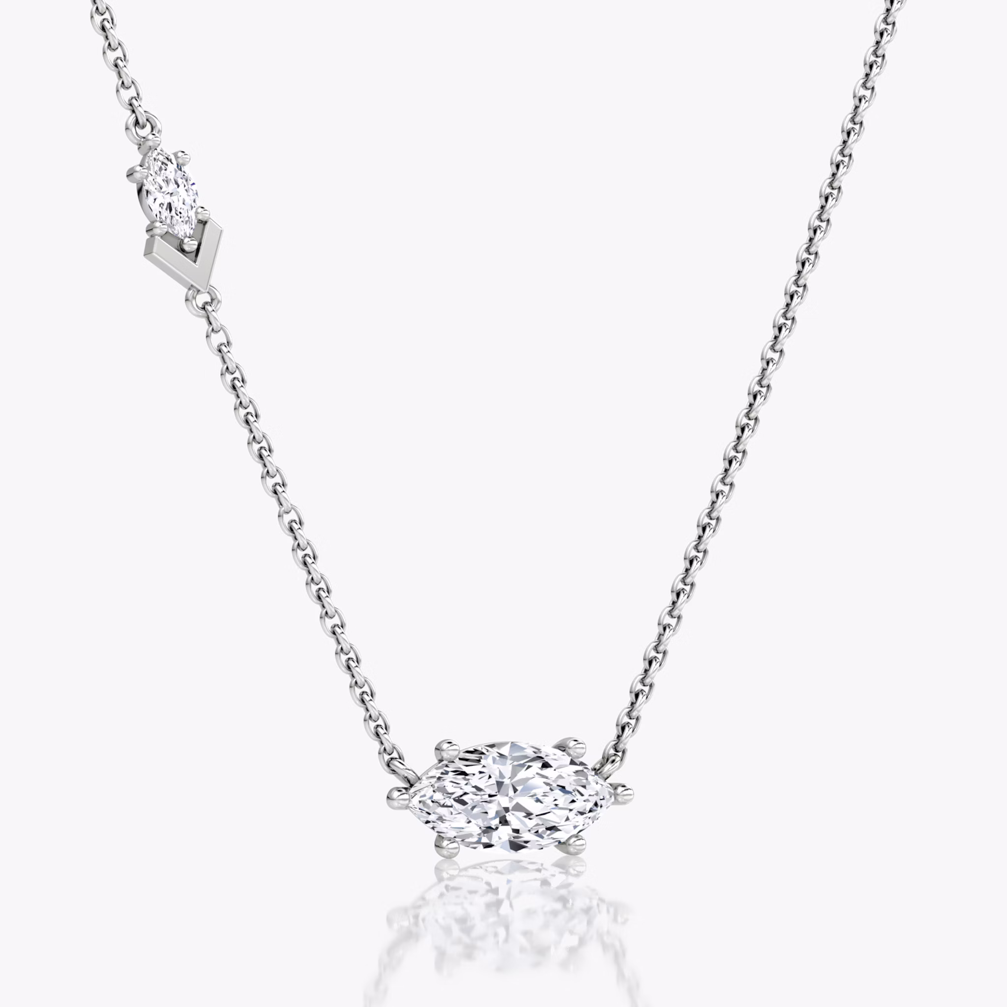 Toi et Moi Echo Necklace | Marquise | 14k | White Gold | caratWeight: 1.1ct | chainLength: 16-18
