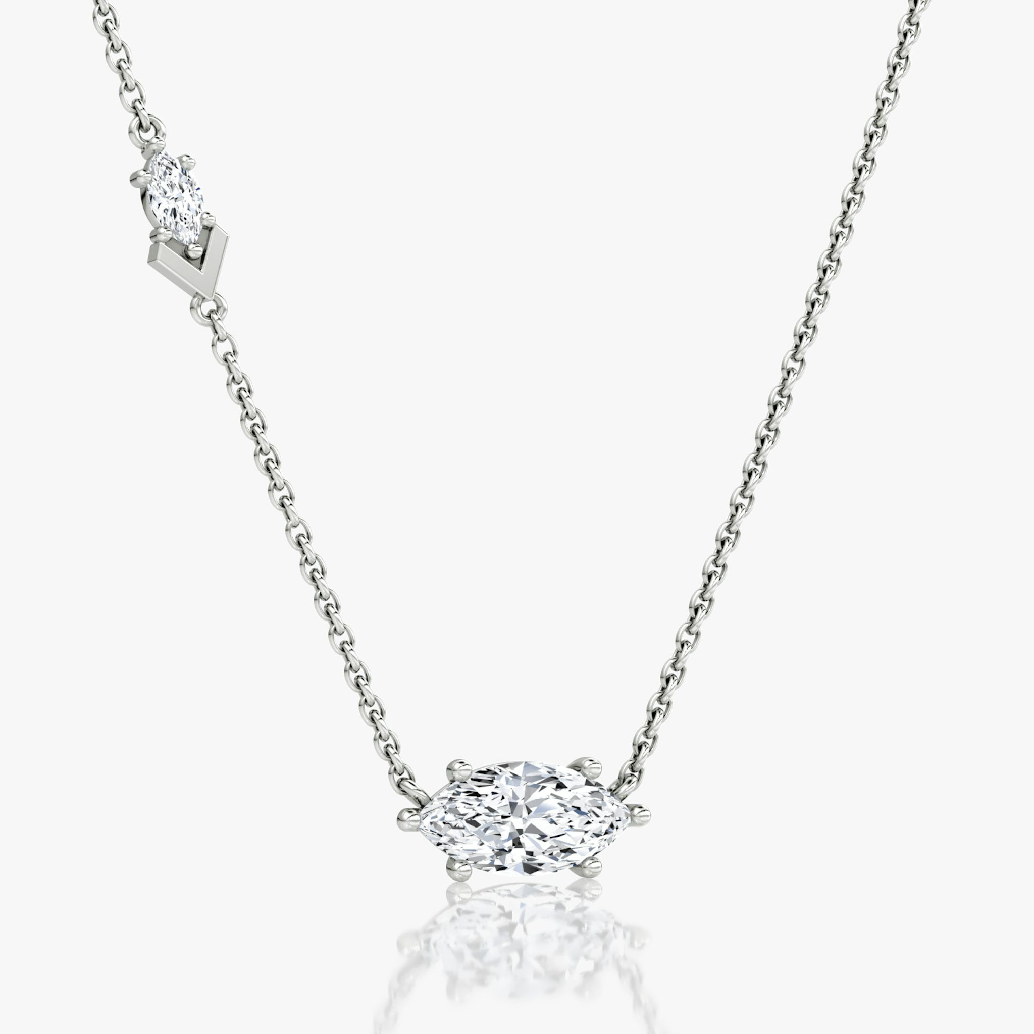 Toi et Moi Echo Necklace | Marquise | 14k | White Gold | caratWeight: 1.1ct | chainLength: 16-18