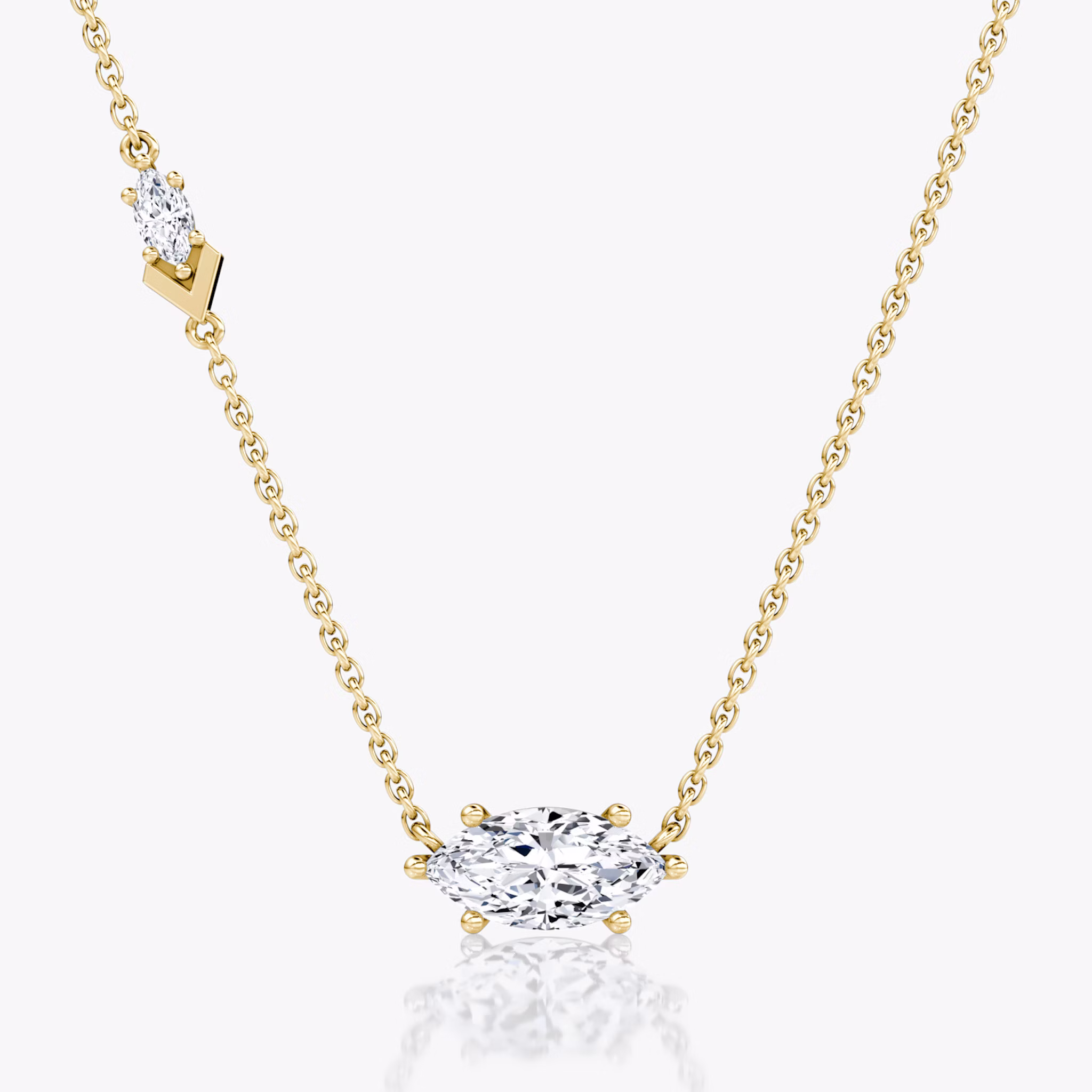 Toi et Moi Echo Necklace | Marquise | 14k | Yellow Gold | caratWeight: 1.1ct | chainLength: 16-18