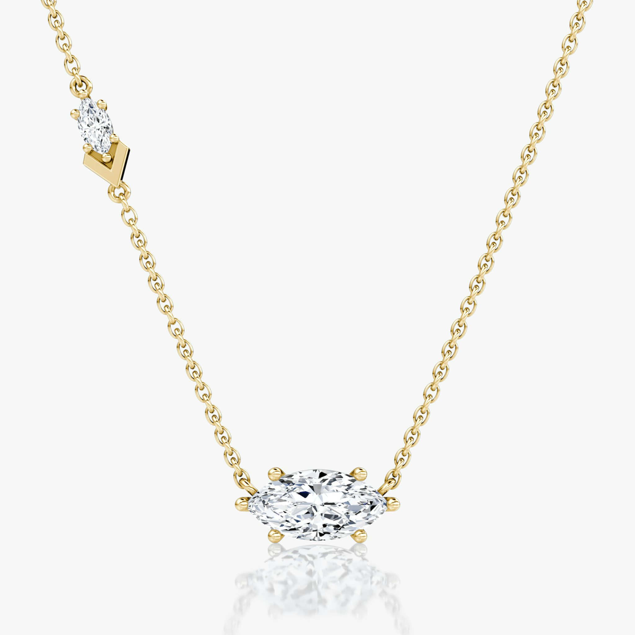 Toi et Moi Echo Necklace | Marquise | 14k | Yellow Gold | caratWeight: 1.1ct | chainLength: 16-18