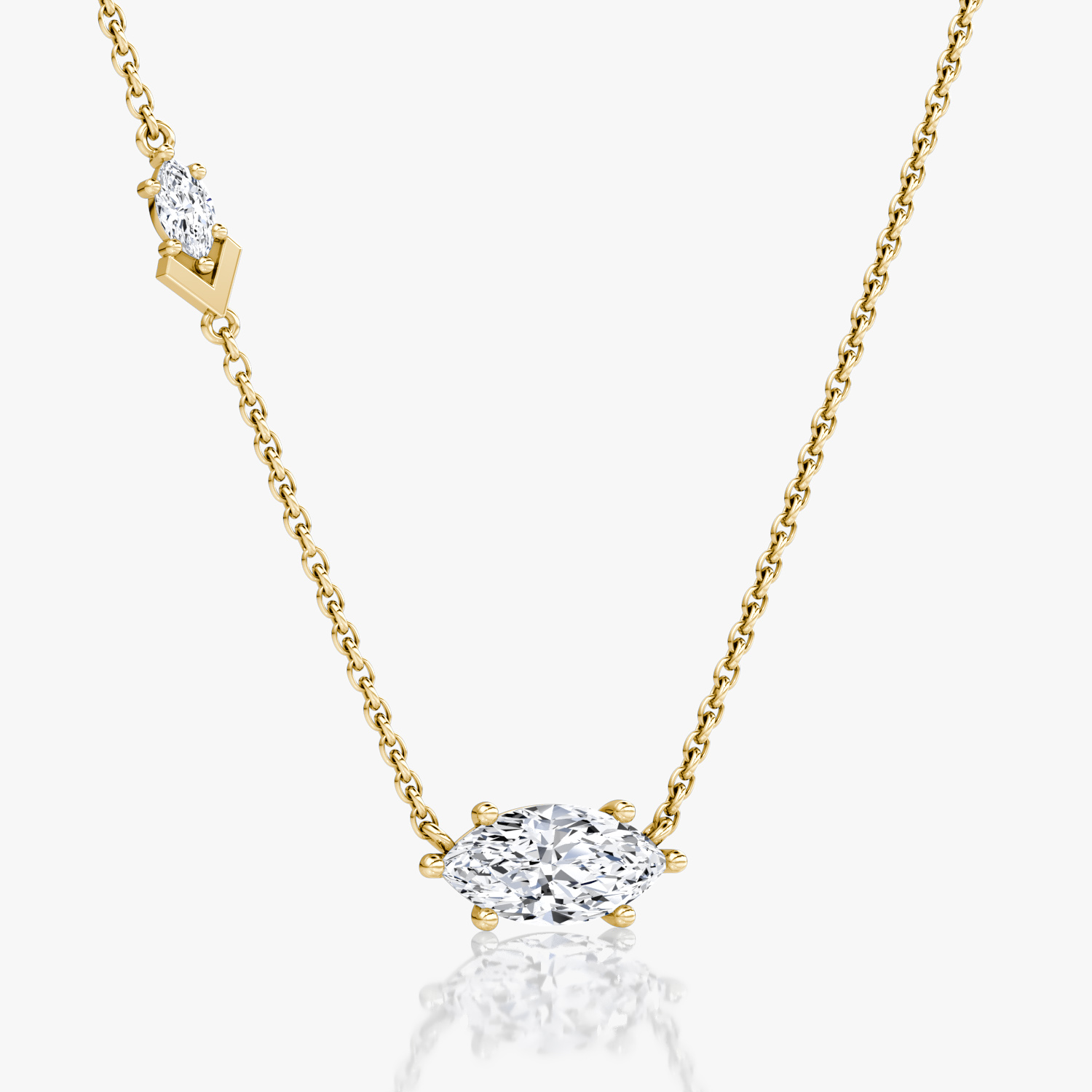 Collar Toi et Moi Echo | Marquise | 14k | Oro amarillo | caratWeight: 1.1ct | chainLength: 16-18